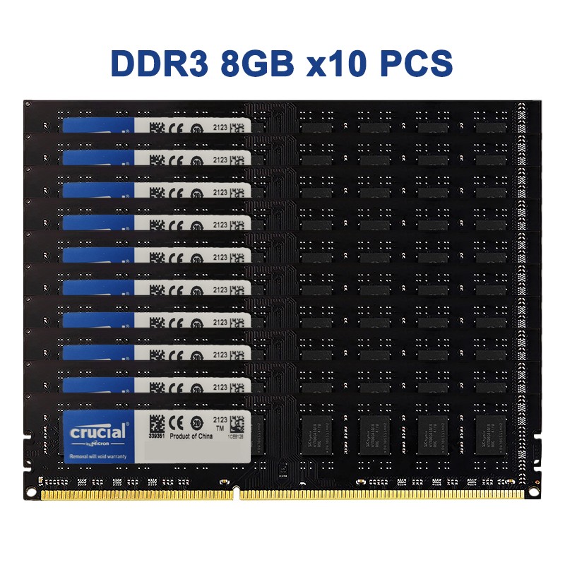 Crucial DDR3 80GB 10x8GB 1333MHZ 1.5V 240-P Dual Channel DIMM Desktop Memory RAM