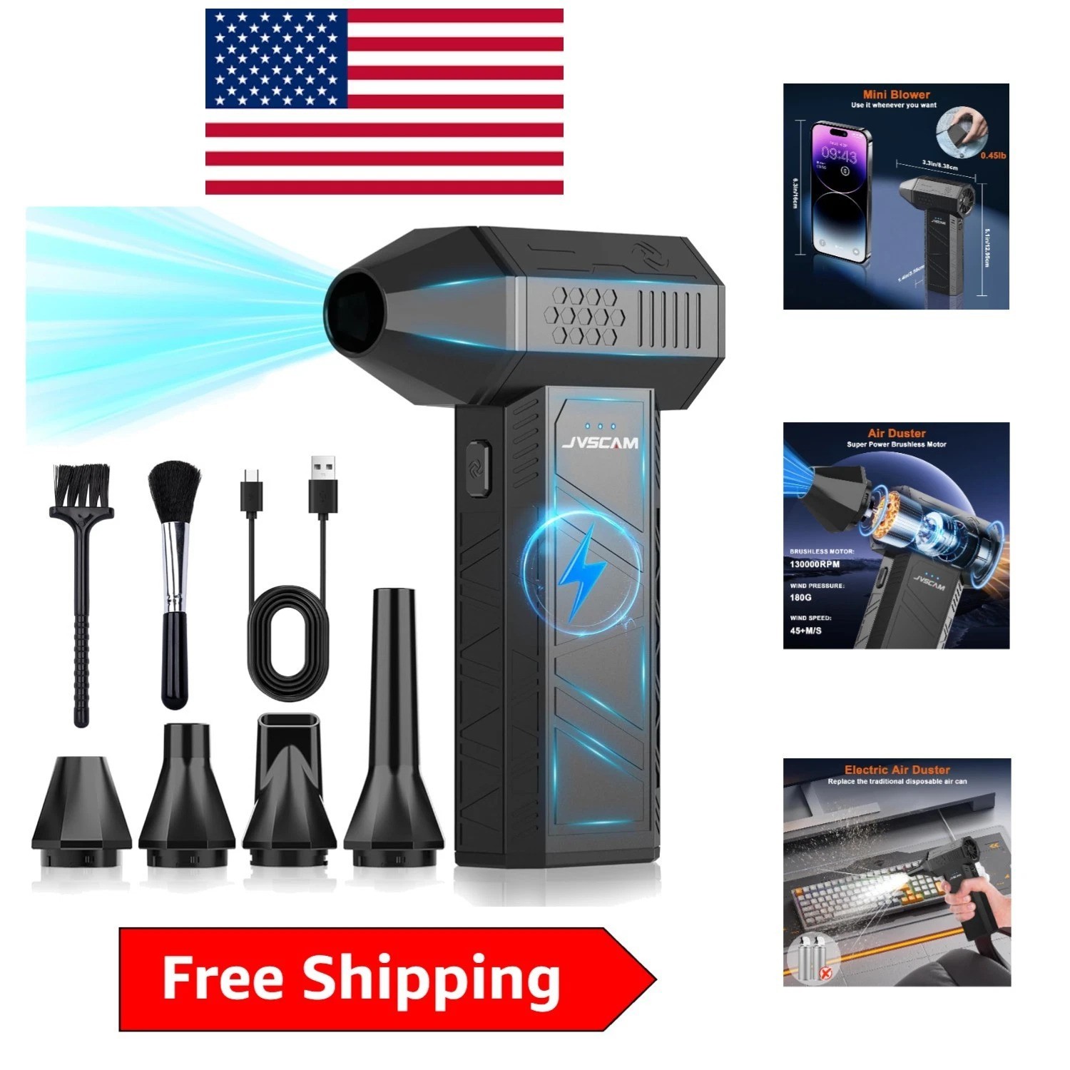 Environmentally Friendly X3 Compressed Air Duster - Fast Charging and Reusable