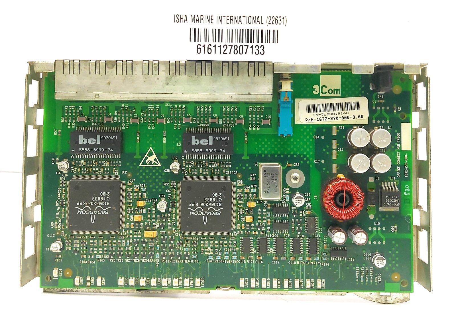 3Com OfficeConnect Fast Hub 8 3C16722A Ethernet 8-Port Network Switch PCB