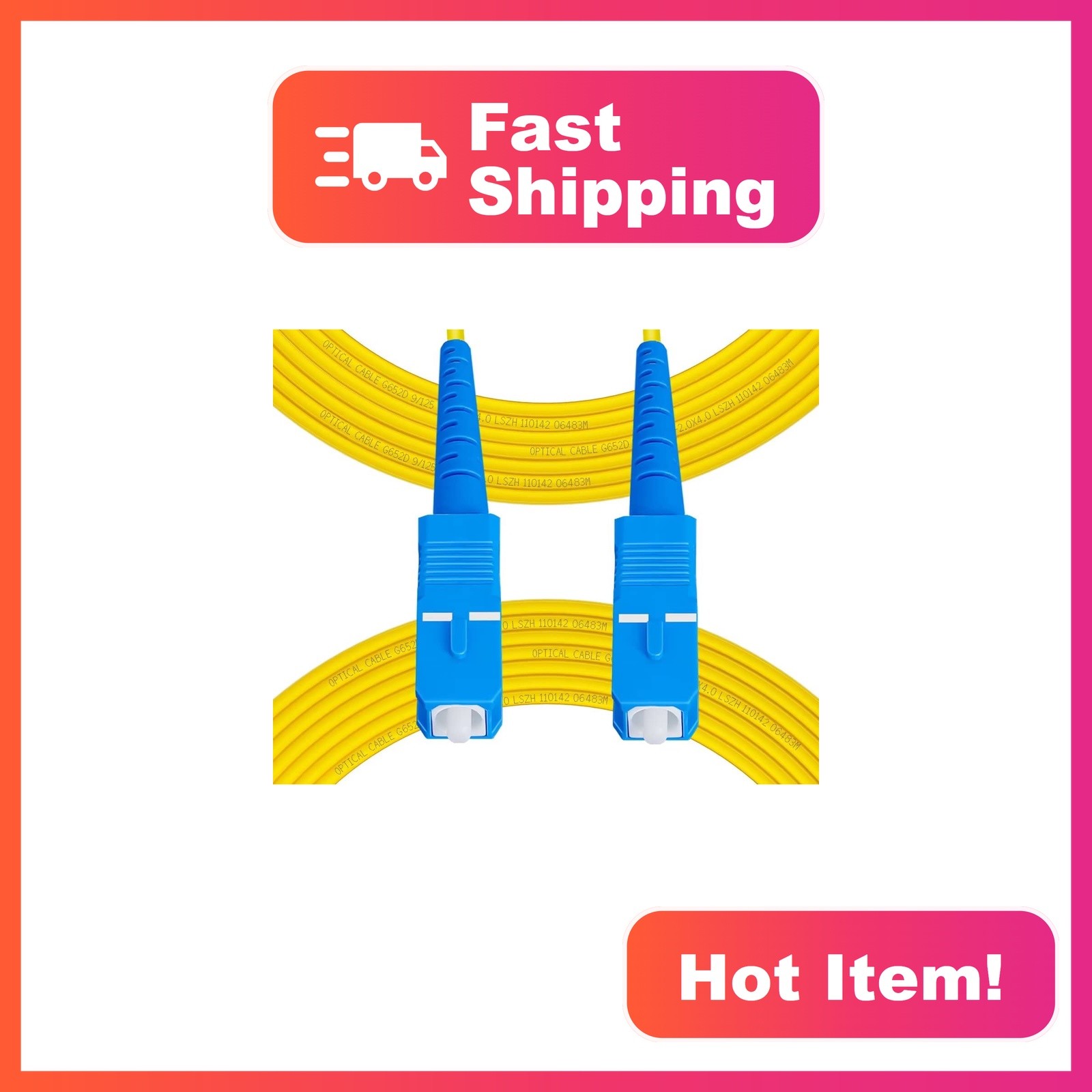 Fibergaga SC to SC OS2 Fiber Optic Cable, 20M/66ft