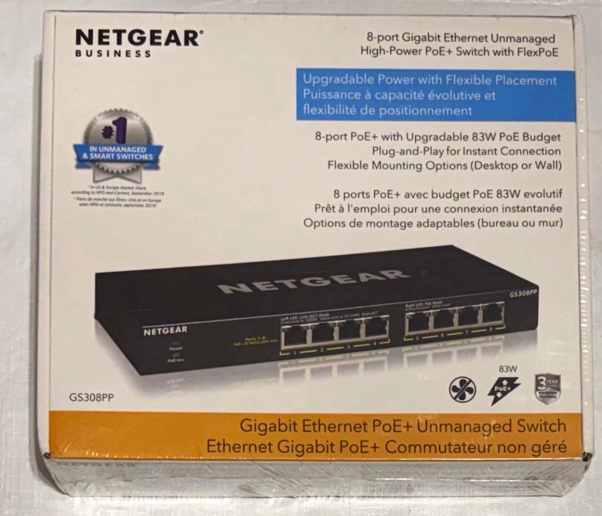 NETGEAR GS308PP Business 8-Port Gigabit PoE+ - Factory Sealed