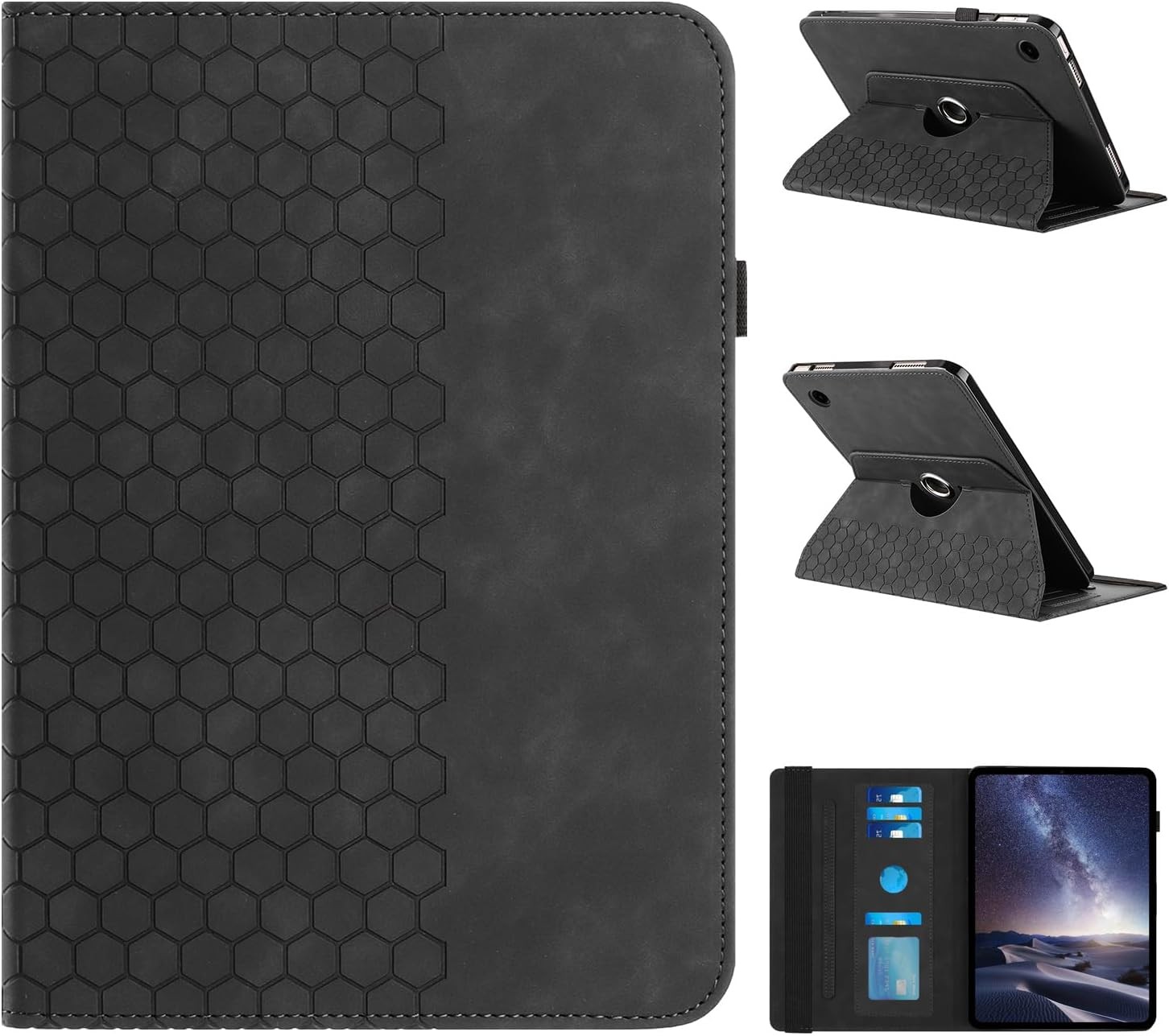 Case for Galaxy Tab A11+ 11 inch, 360 Degree Swiveling PU Leather Folio Stand Co