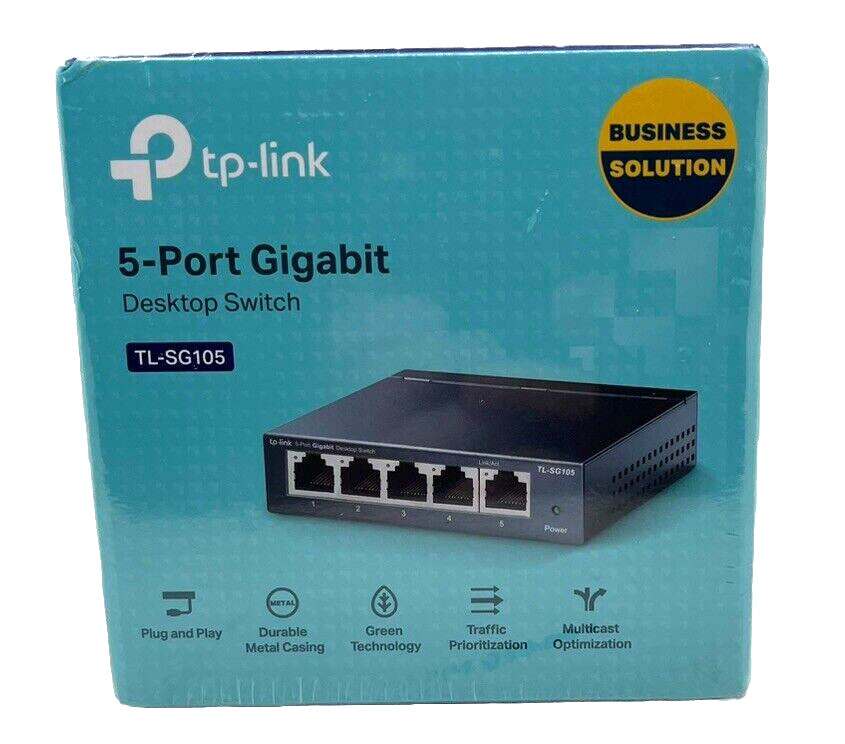 TP-LINK TL-SG105P 5-Port 1000Mbps/10Gbps Desktop Switch New Sealed