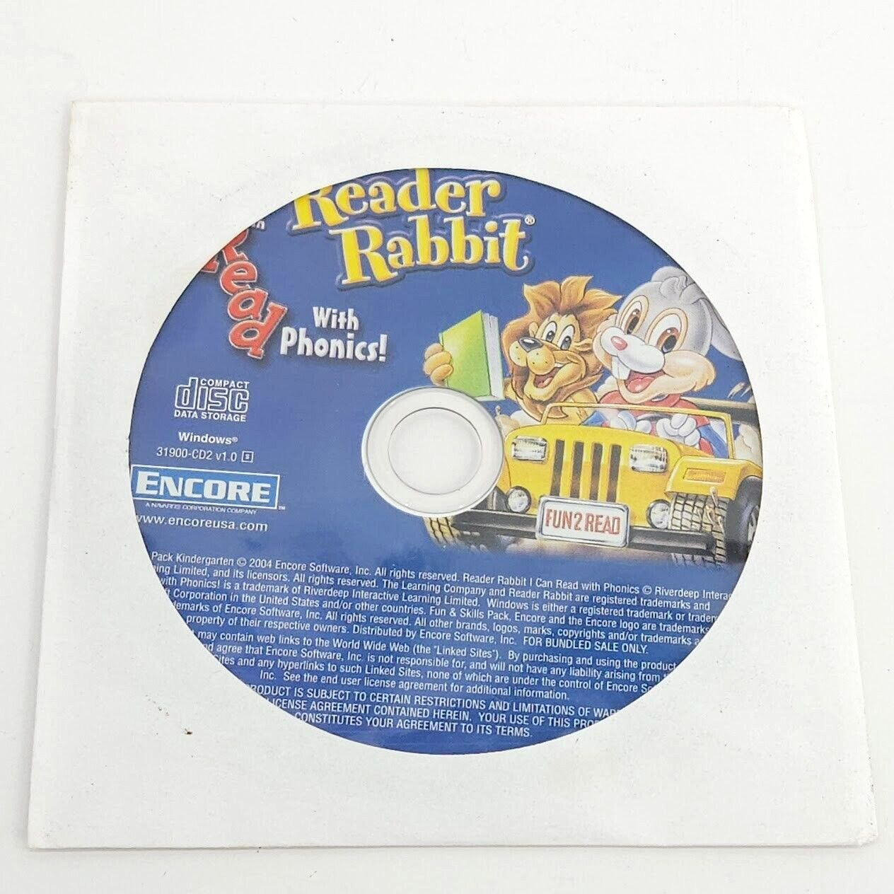 Encore Reader Rabbit CD I Can Read With Phonics 2004 Fun 2 Read Data Storage