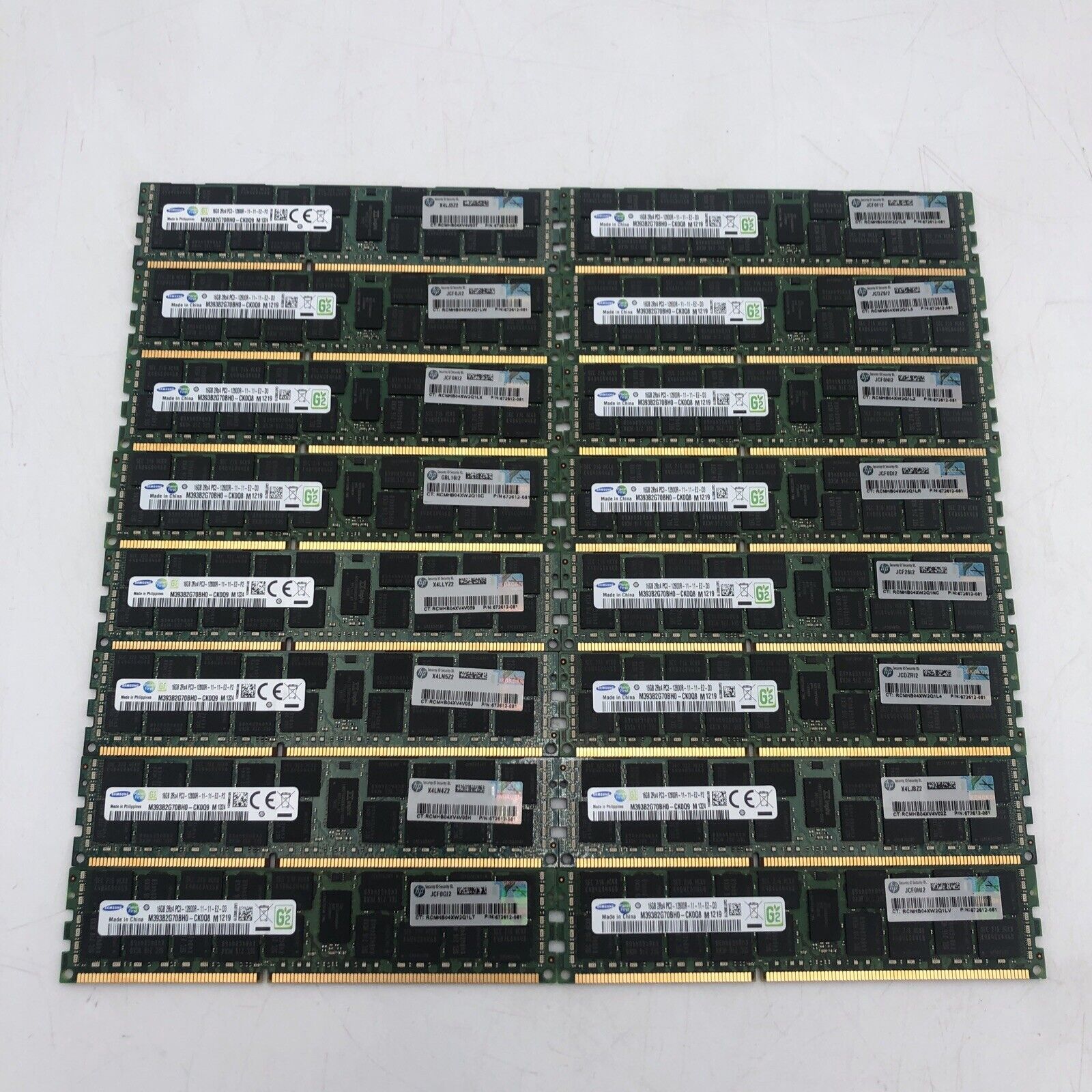 Lot Of 16  Samsung M393B2G70BH0 16GB PC3-12800R 2Rx4 Server Memory Module B