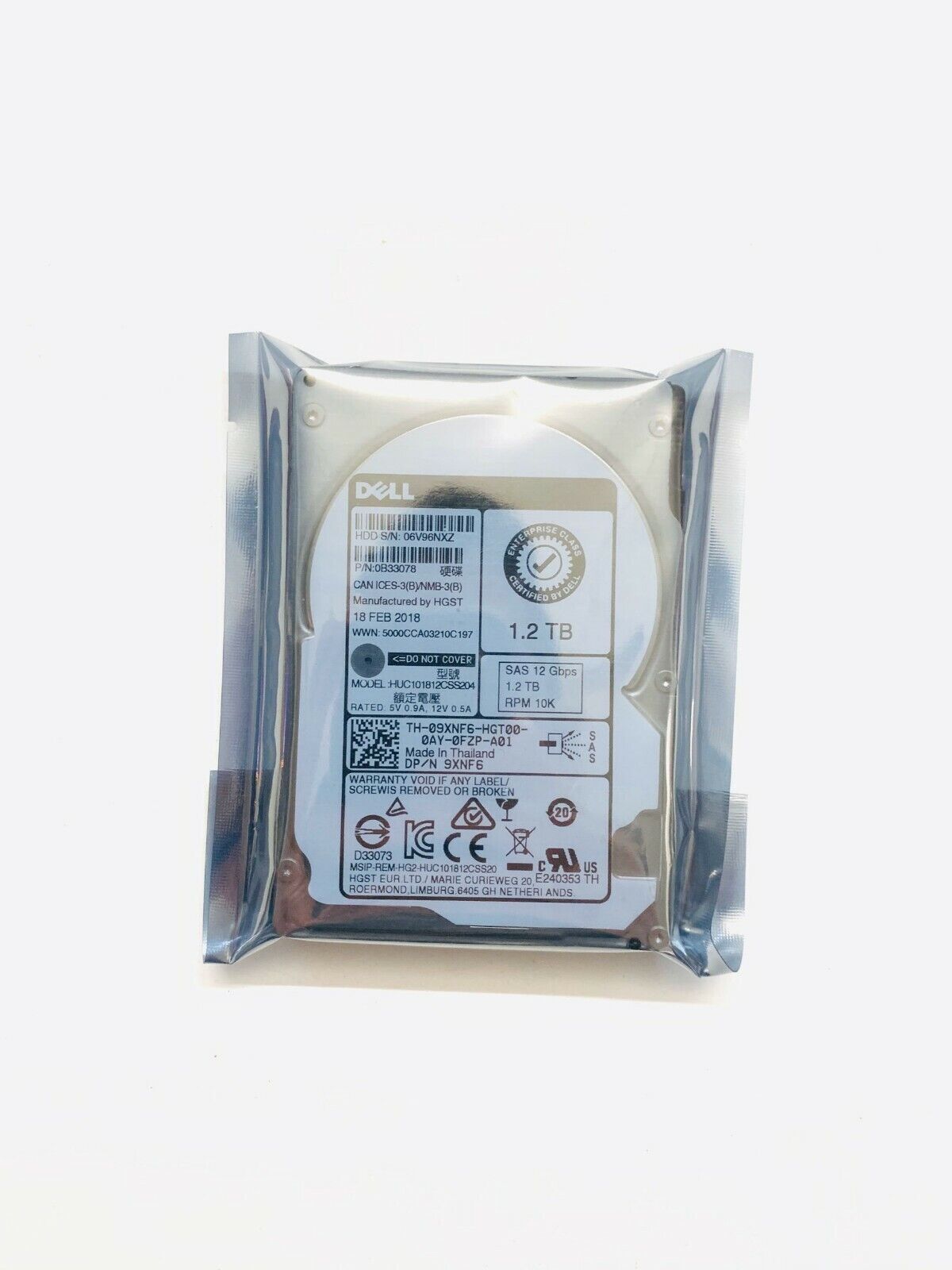 compatible DELL 9XNF6 1.2TB 12G 2.5"SAS R420 R910 T710 R730 R520 R630 R710 R820