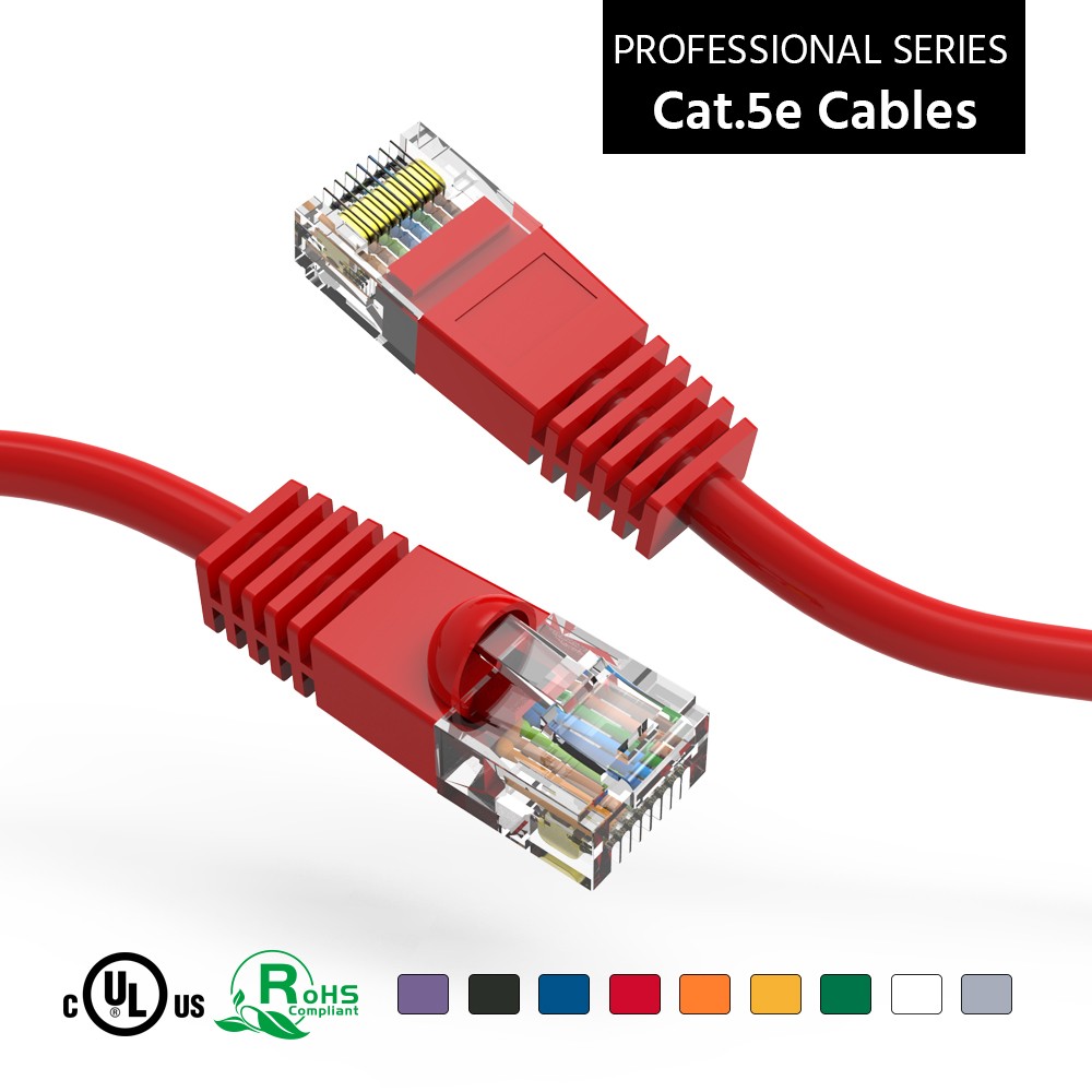 10 Pack of 100Ft CAT5E UTP Ethernet Network Booted Cable 10-100 Feet Red