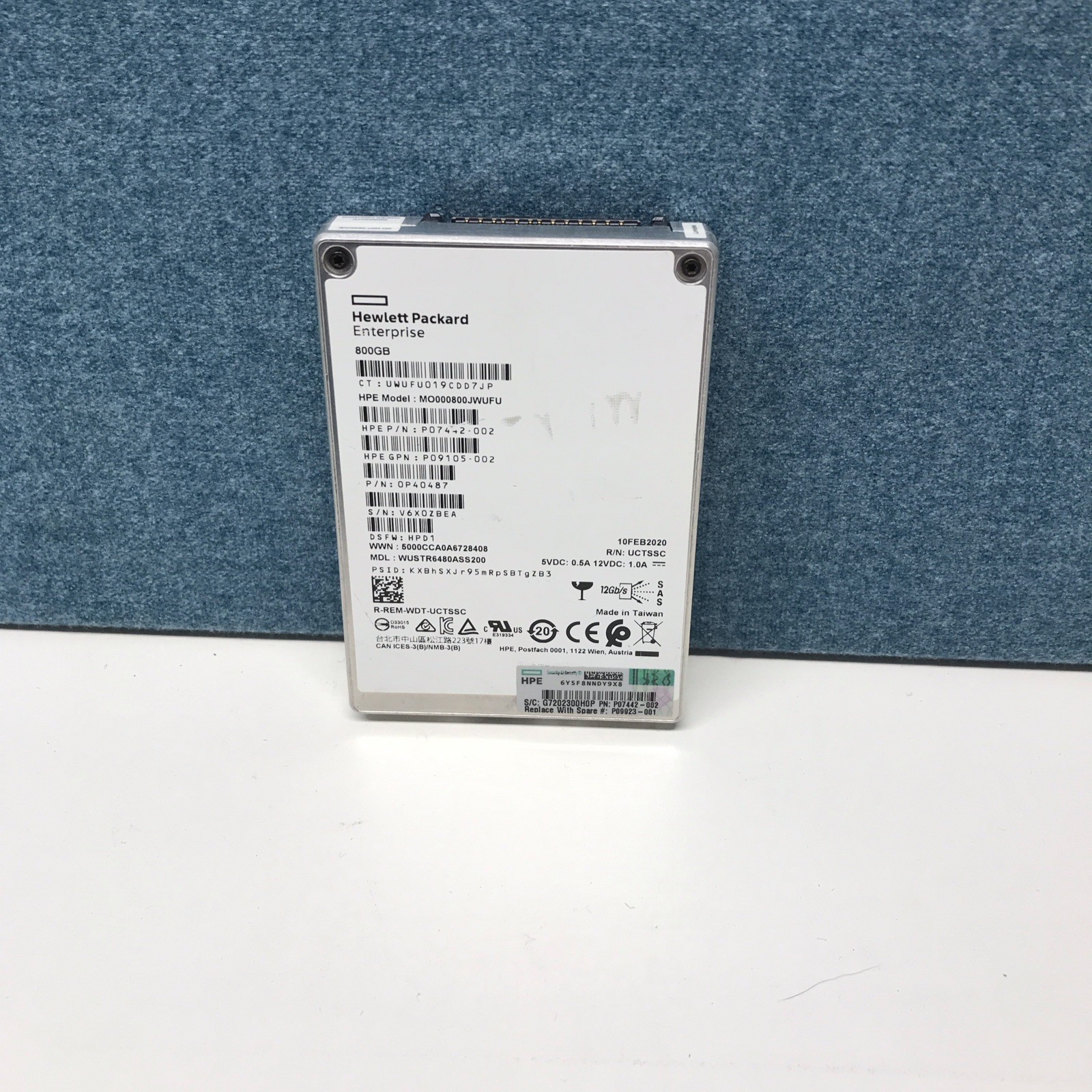 HPE MO000800JWUFU 800GB 2.5" 12Gb/s SAS Solid State Drive P/N: P09105-002 Tested