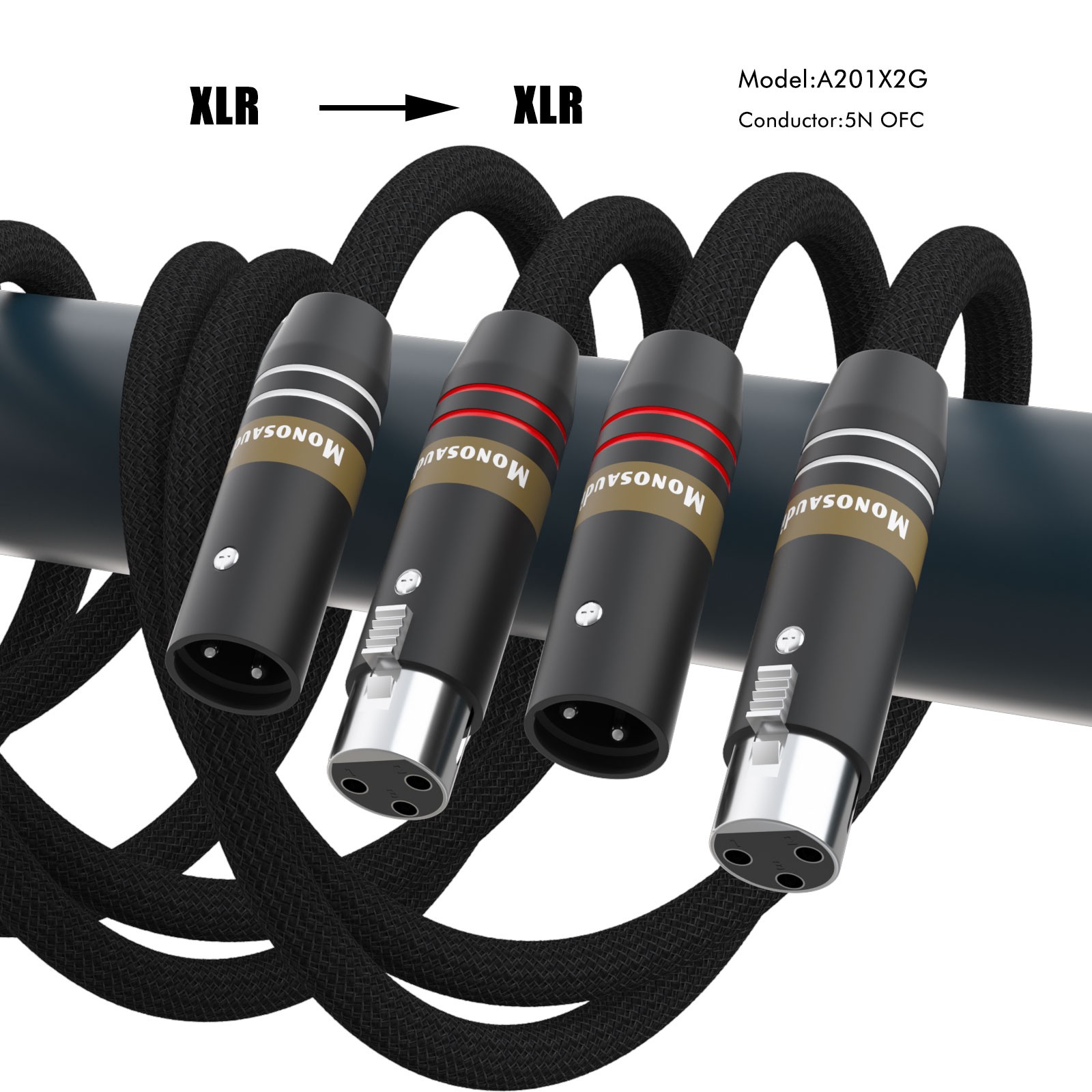 Pair 5N OFC Copper Silver Plated RCA/XLR Cable Audio Interconnect Signal Wire
