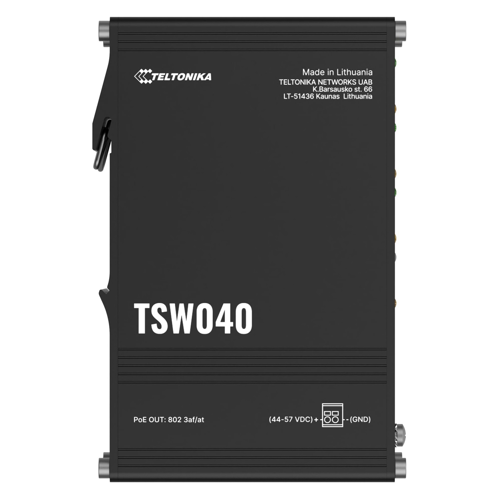TSW040 POE+ SWITCH 8 10/100 PORTS, 2-PIN POWER INPUT, INTEGRATED DIN RAIL, WIDE