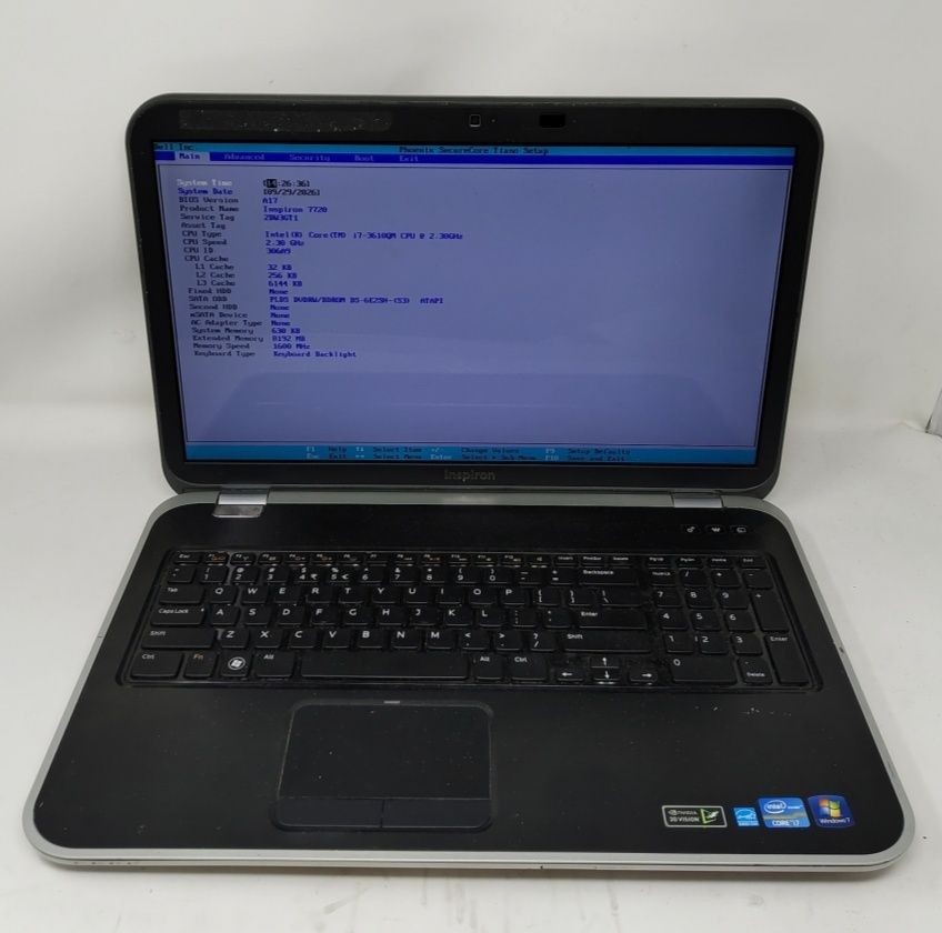 DELL INSPIRON 7720 Laptop Intel I7-3610QM 8GB SEE NOTES