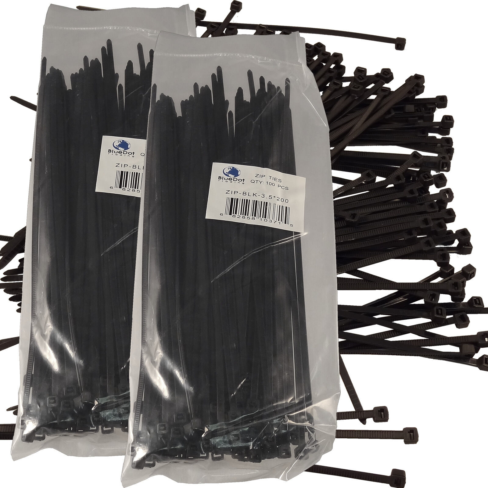 NEW BLACK 200 PCS. 8 INCH ZIP TIES NYLON 40 LBS UV WEATHER RESISTANT WIRE CABLE