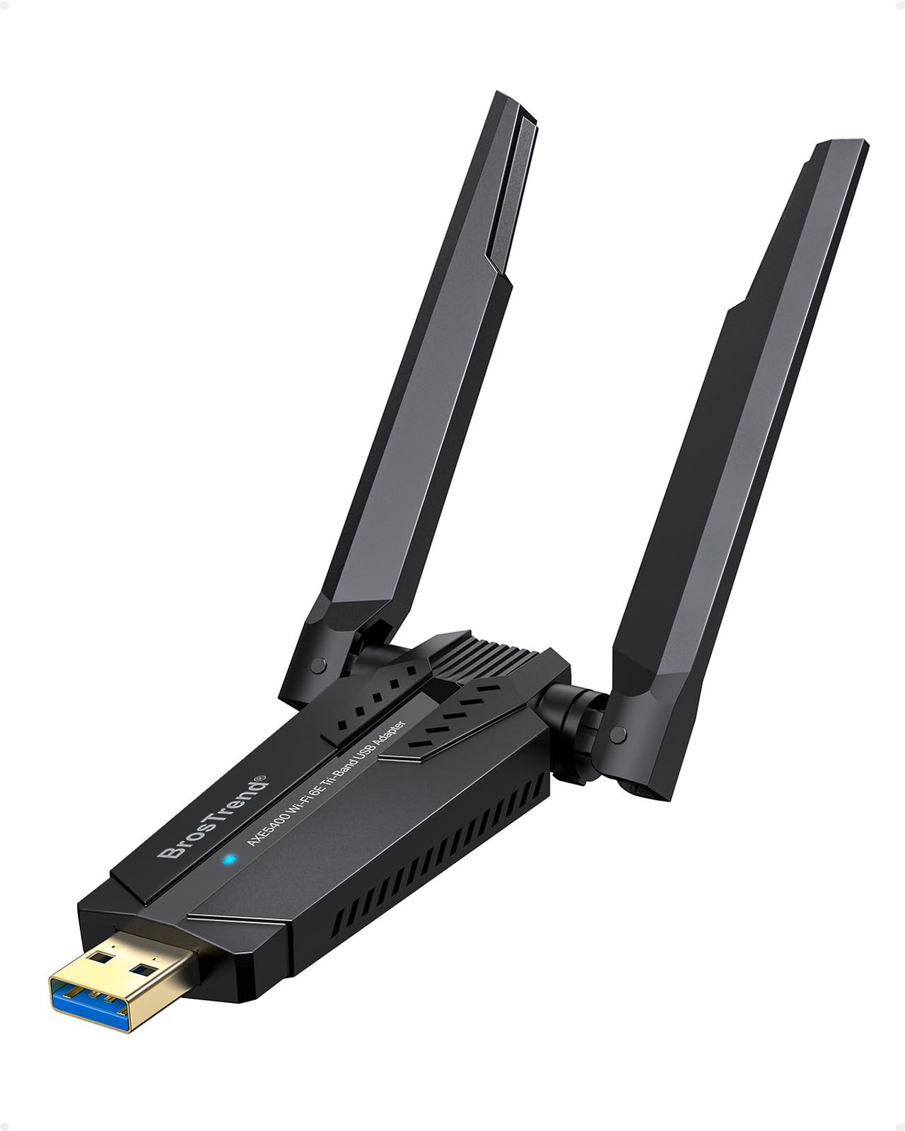 BrosTrend AXE5400 WiFi 6E USB Measuring 3.62 × 2.28 × 3.66 inches, Black 