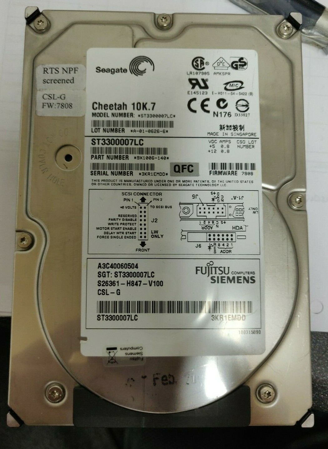 Fujitsu S26361-H847-V100 ST3300007LC 300GB 10K U320 SCSI 3.5" Hard Disk Drive