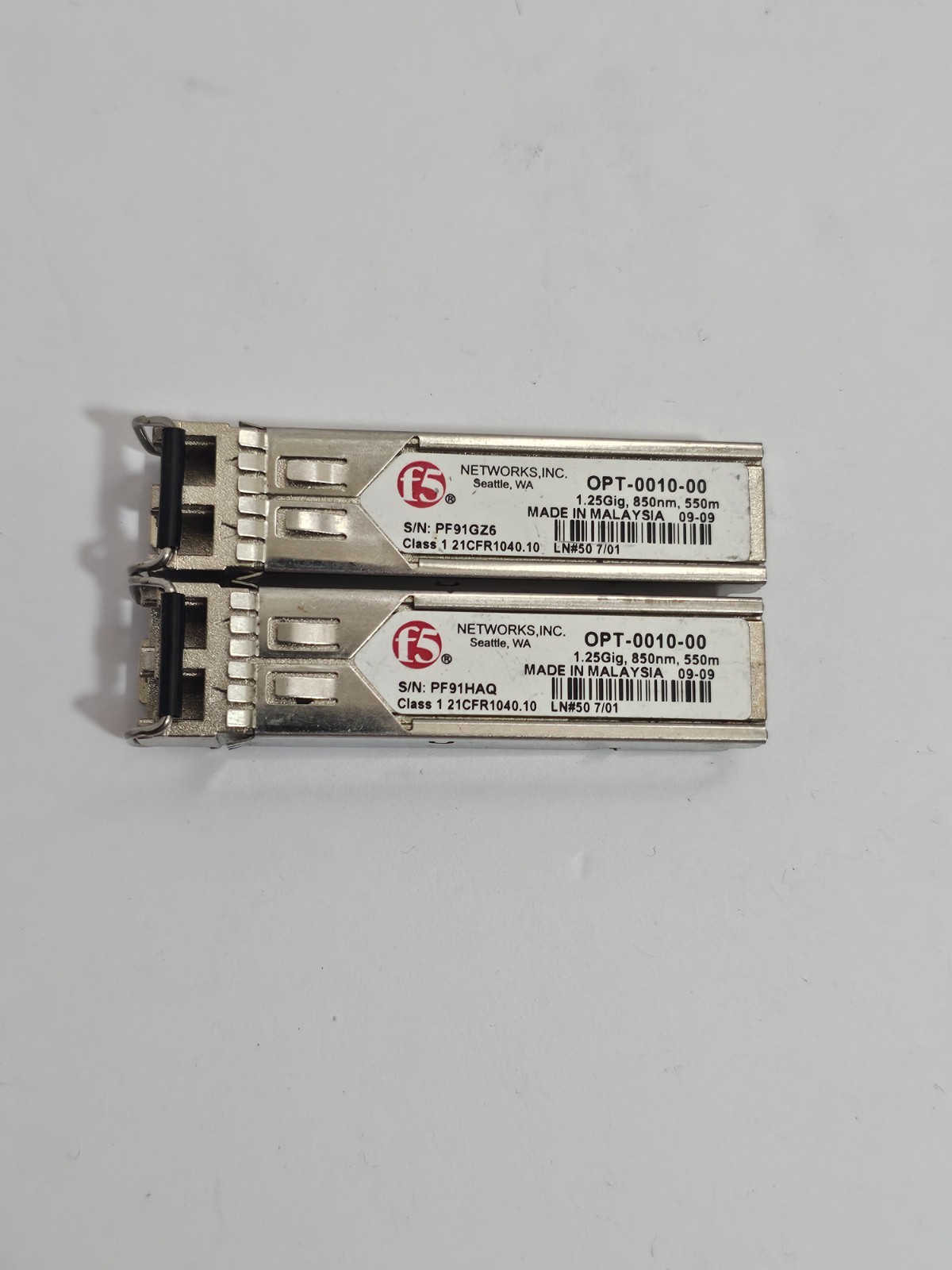 F5 Networks Lot of 2 F5-UPG-SFP-R SFP 1.25GIG 850NM 550M MMF DDM OPT-0010-00