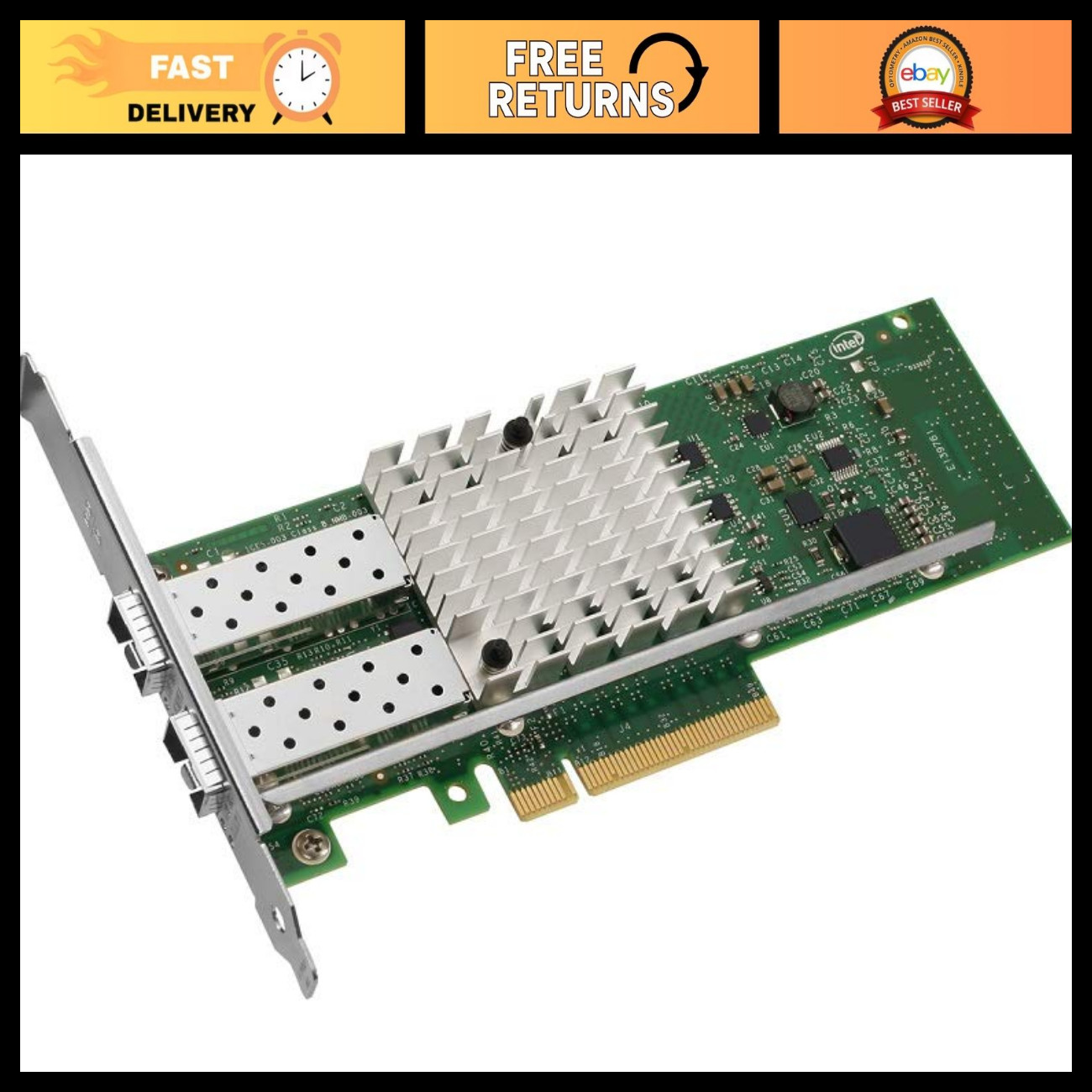 High-Speed PCIe Ethernet Network Adapter X520-DA2, Dual Port, Low Profile, 10GbE