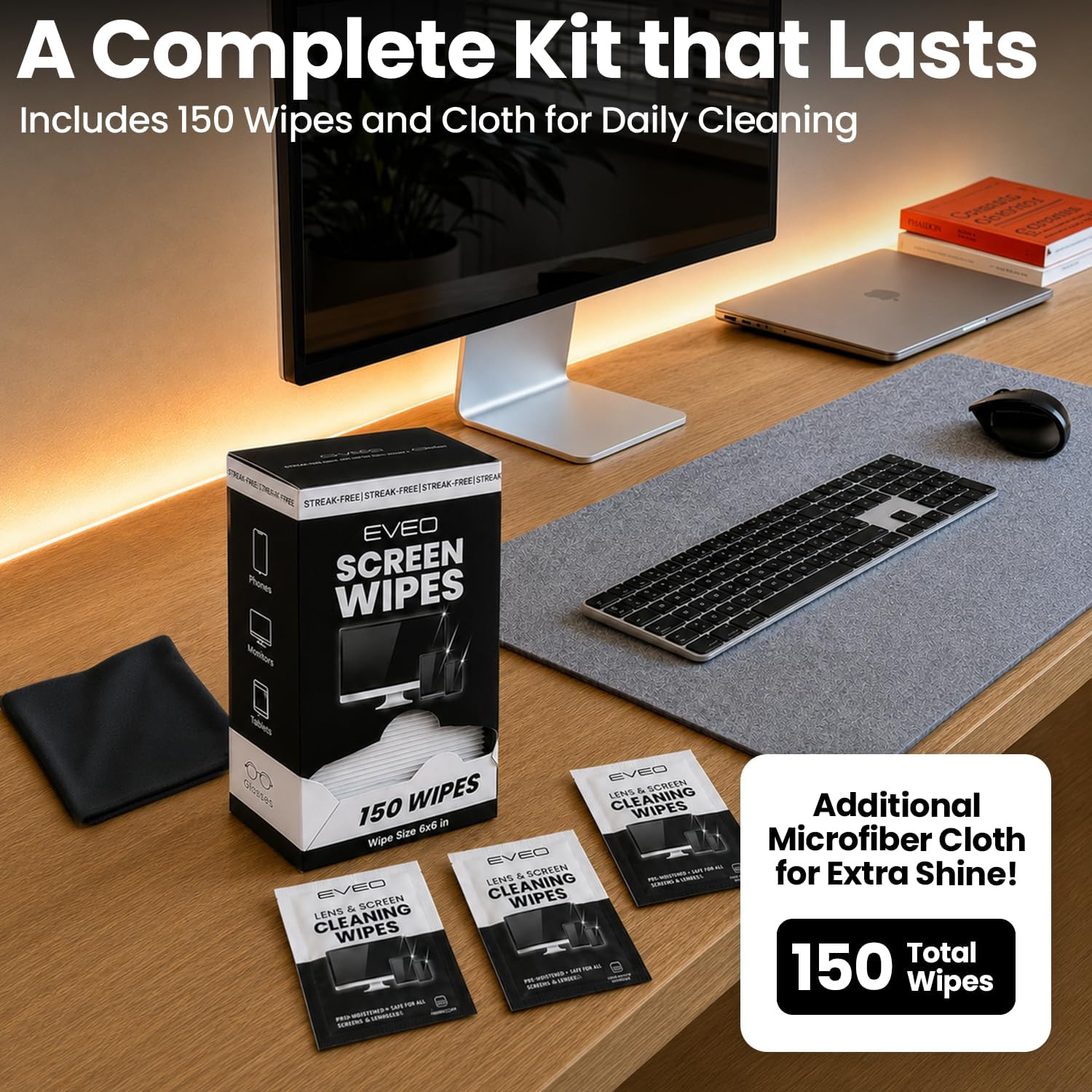 Screen Wipes (150 Pack) - Electronic Wipes, Computer Screen Cleaner Wipes for...