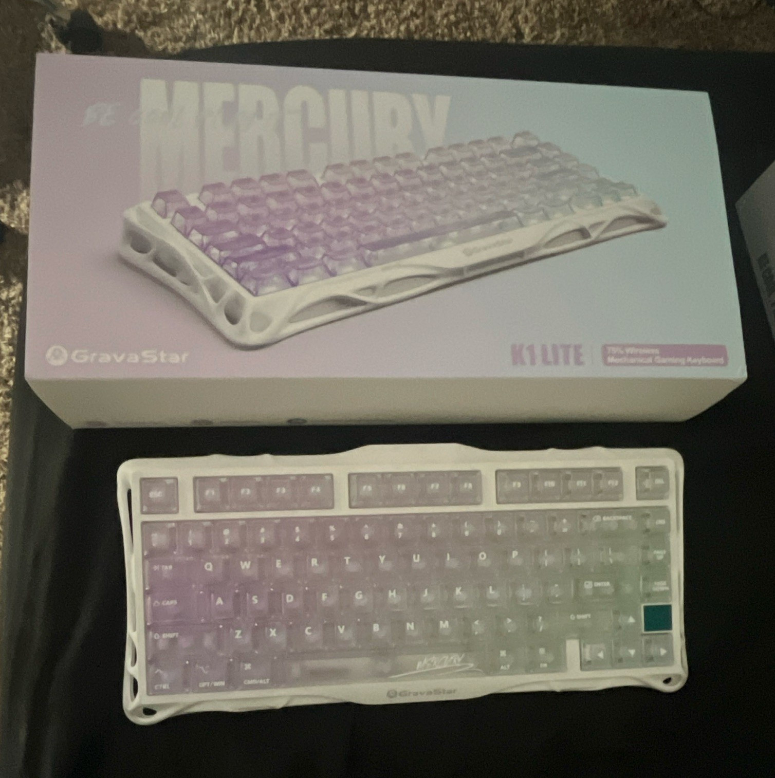 GravaStar Mercury K1 Lite Wireless Mechanical Illuminated Purple/White