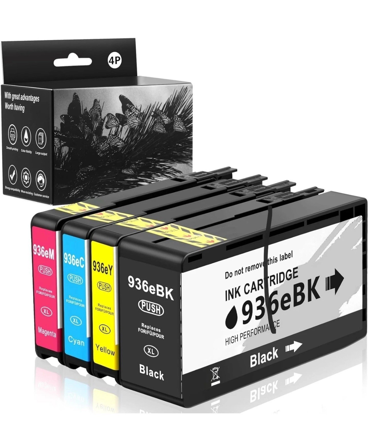 4 Pack Compatible INK CARTRIDGES for HP 936XL 936e Black Cyan Magenta Yellow 