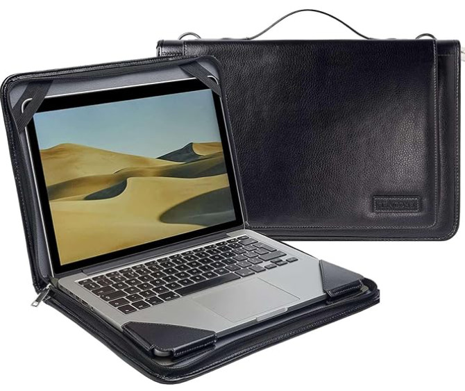 Broonel Black Faux Leather Laptop Messenger Case For 17 inch Laptops NEW