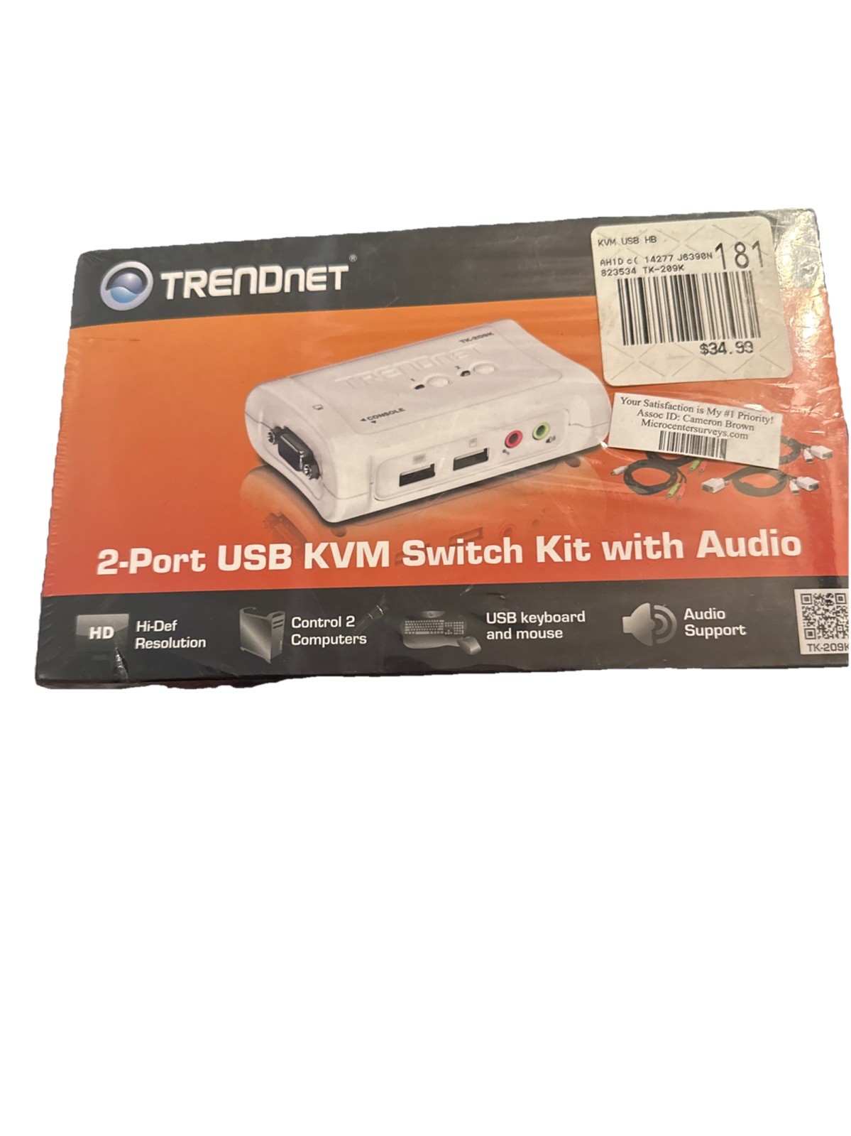 TRENDnet TK-209K 2-port USB KVM Switch Kit with Audio - Brand New in Box