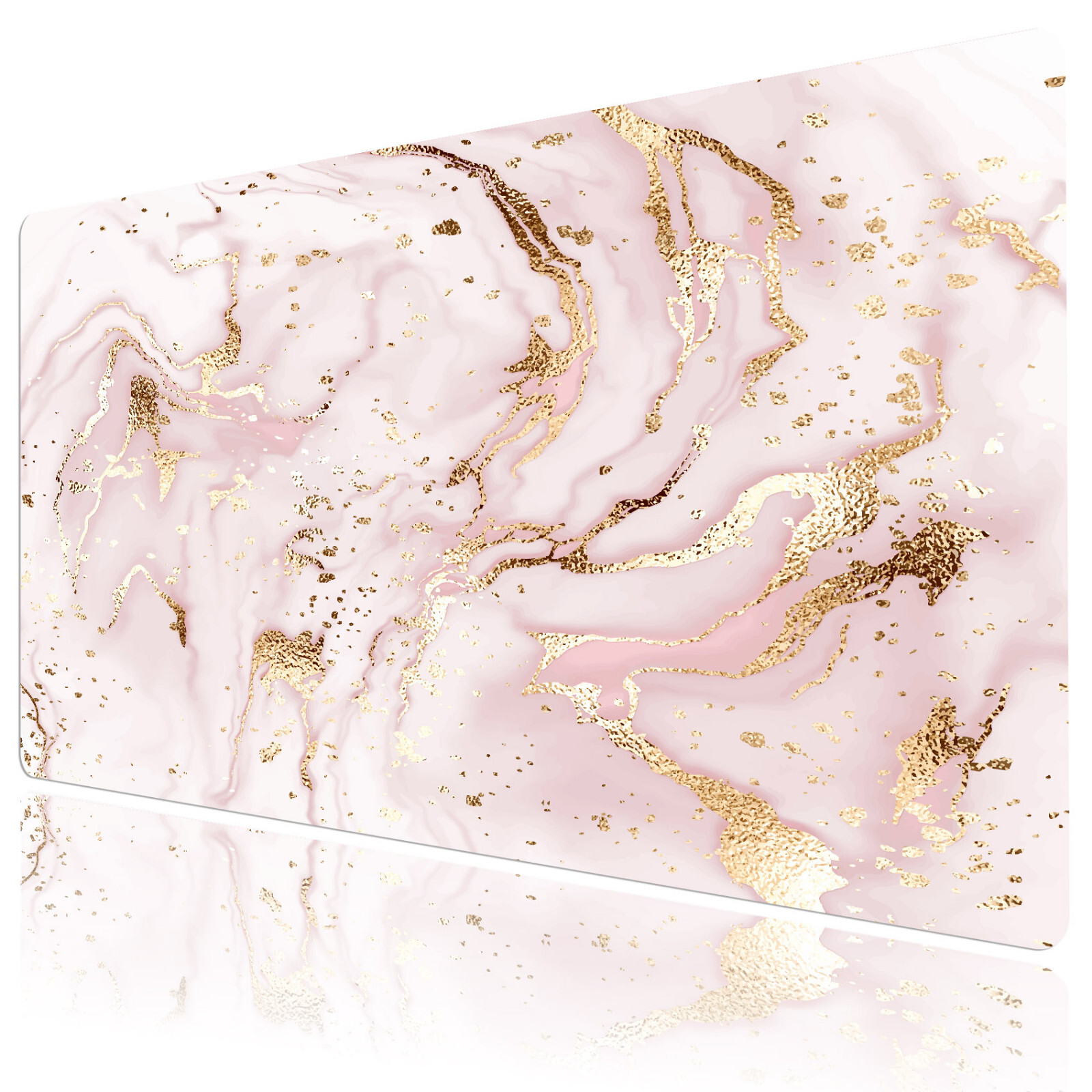 Pastel Pink and Gold Mouse Pad Marble Desk Mat for Keyboard and Mouse Desk Pad