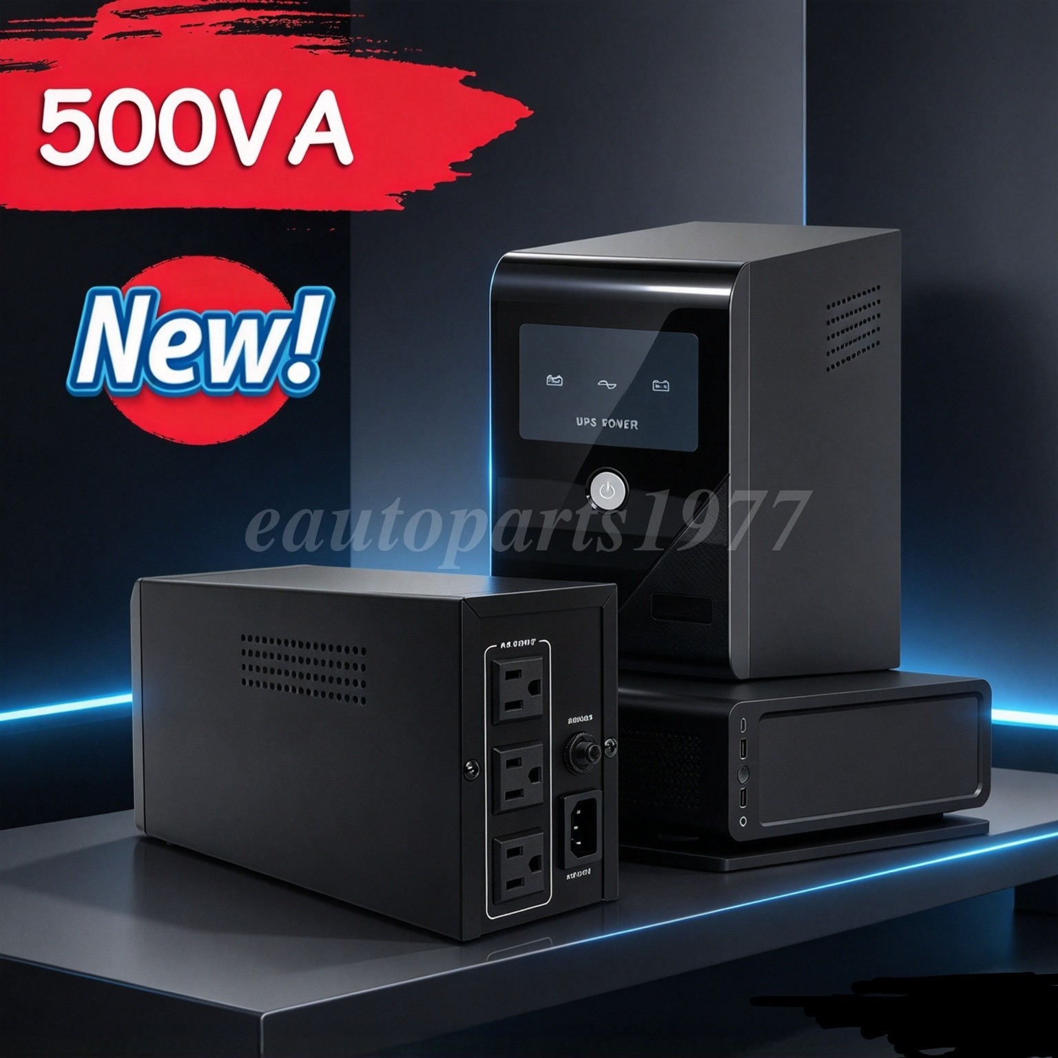Backup UPS Uninterruptible Power Supply 500VA 300W 3 Outlet LCD Display Battery