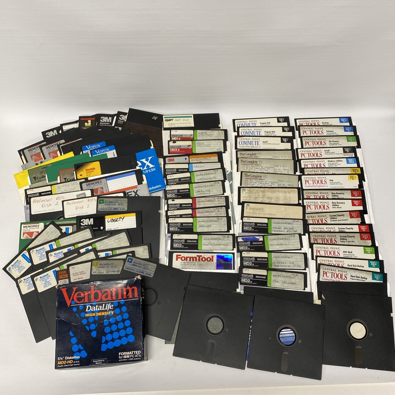 Lot of  95 Used Misc Big 5.25” Floppy Disks Diskettes Vintage / PC TOOLS/ D-P