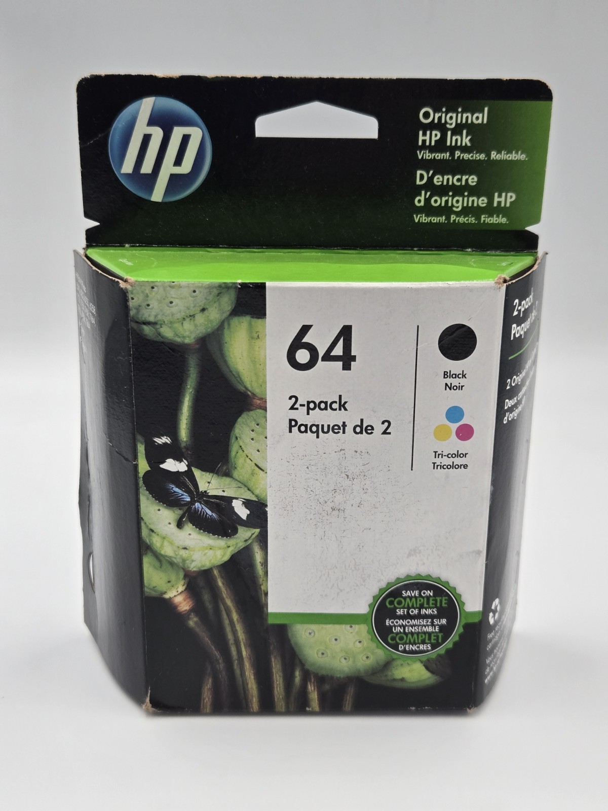 Genuine HP 64 Black Tri-Color Ink Cartridges 2 Pack X4D92AN Warranty 08/2021