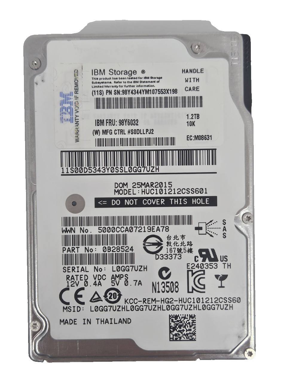 Lenovo IBM 98Y6032 98Y4344 DS8800 DS8870 1.2TB 10K 2.5-inch SAS HDD