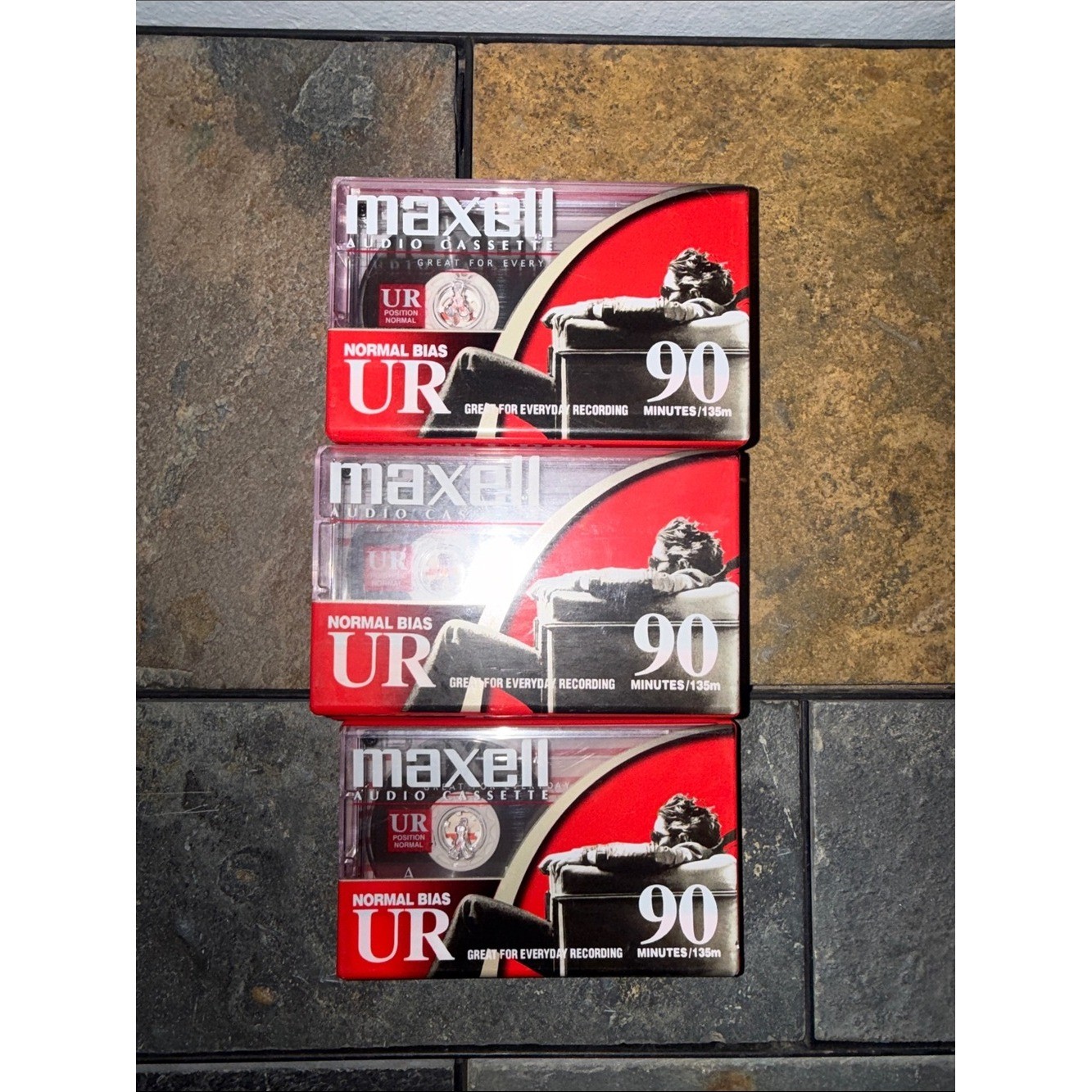 Maxell UR 90-Minute Audio Cassette Tapes - Red & Black 5 Packs