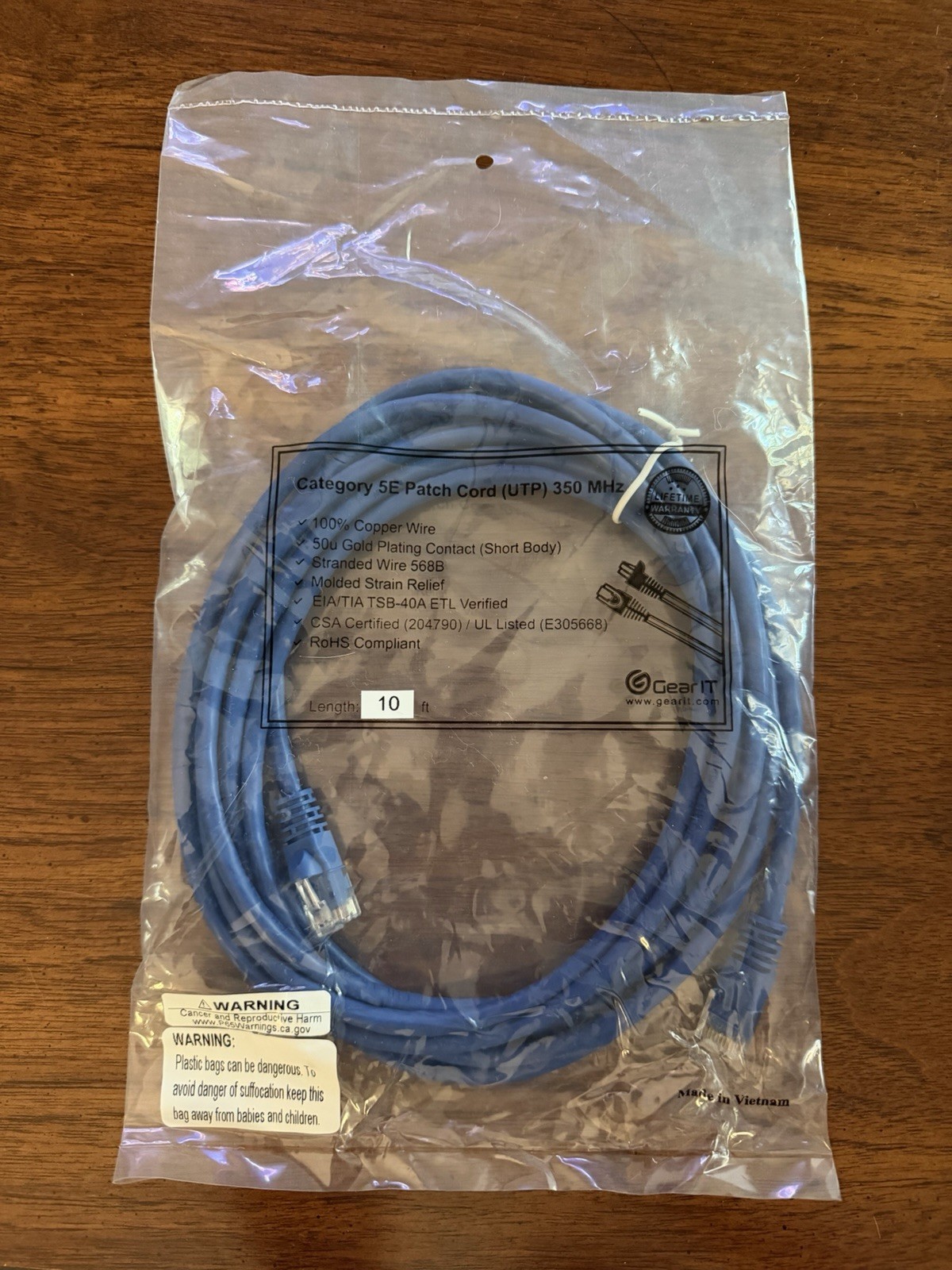 20 - GEARit  Cat5e Ethernet Patch Cable 10 Feet - Snagless RJ45 Computer LAN BLU