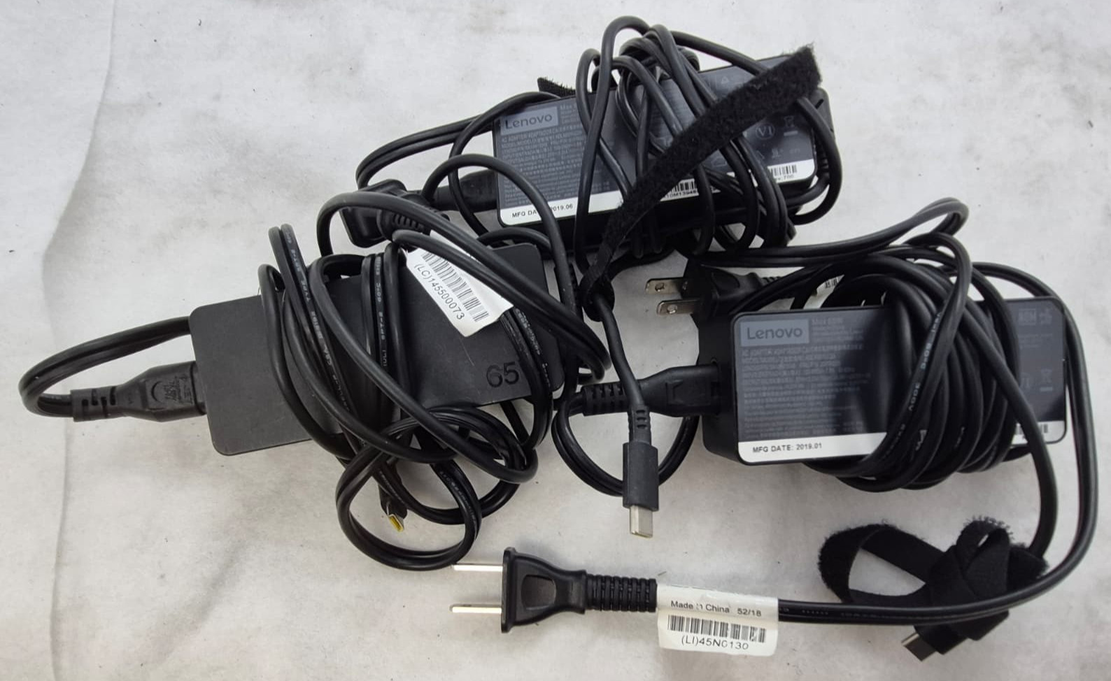 Lot of 3 Lenovo 65w USB-C AC Adapter ADLX65YLC2A