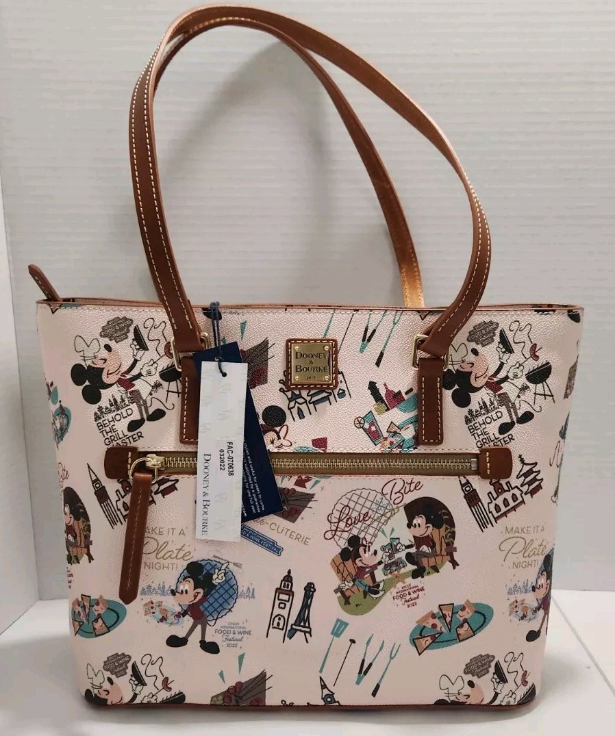 Disney Parks 2022 Dooney & Bourke Epcot Food & Wine Festival Mickey Tote Bag NWT