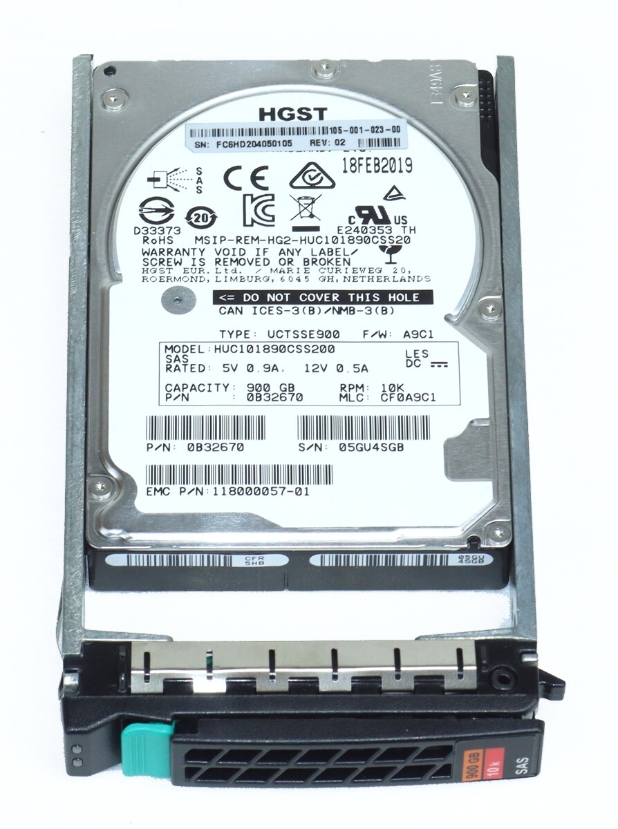 Dell EMC 118000057-01 HGST HUC101890CSS200 900GB 10K 2.5" 12Gbps SAS HDD