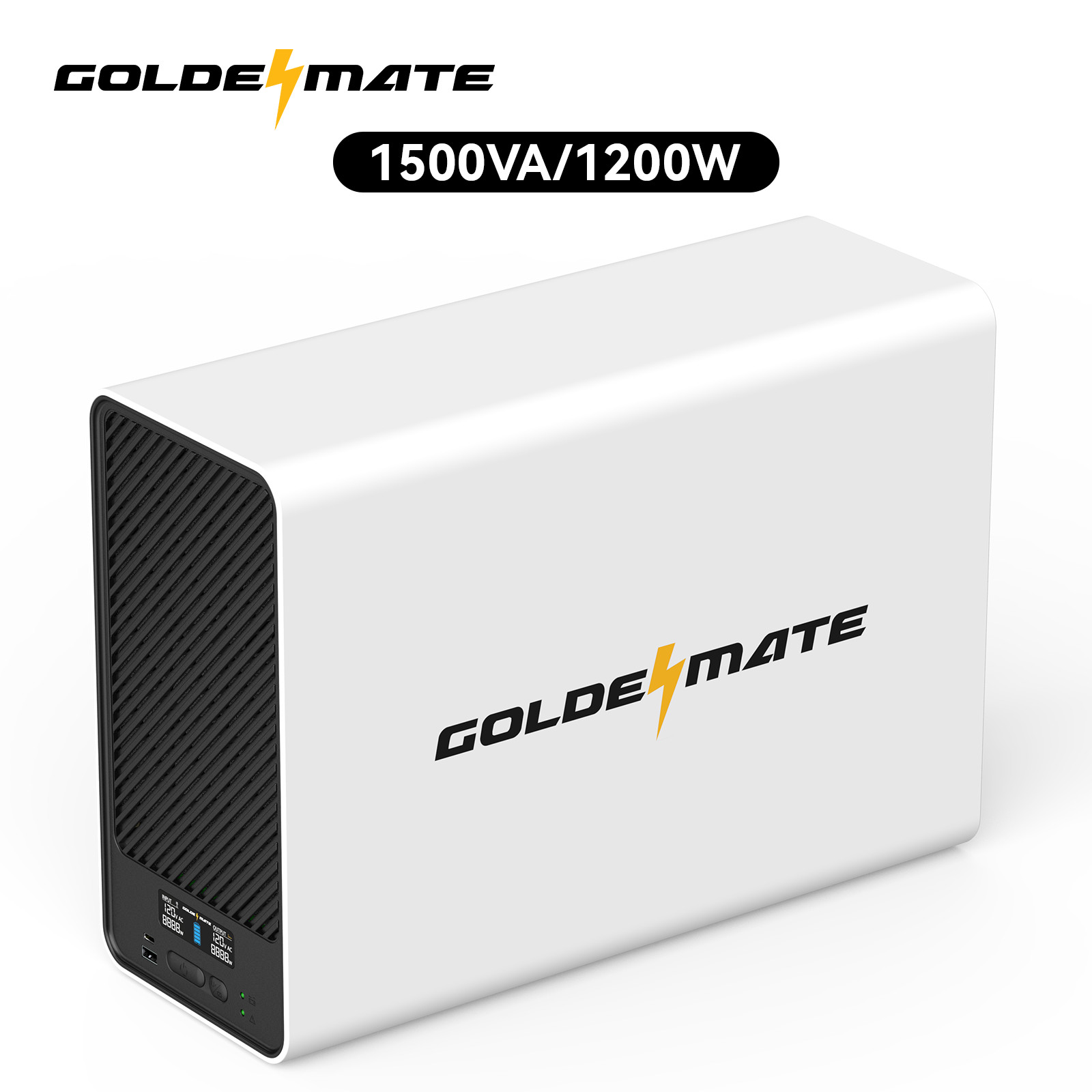 Goldenmate 1500VA 1200W Pure Sine Wave UPS Backup Power Supply LiFePO4 Battery