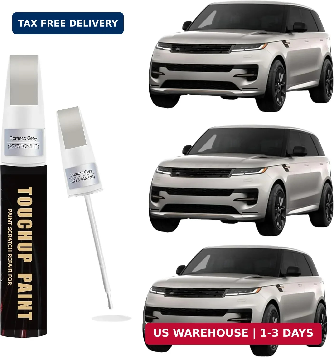 Borasco Grey(2273/1CN/LIB) Car Paint Touch Up Pen Compatible with Landrover, 2-I