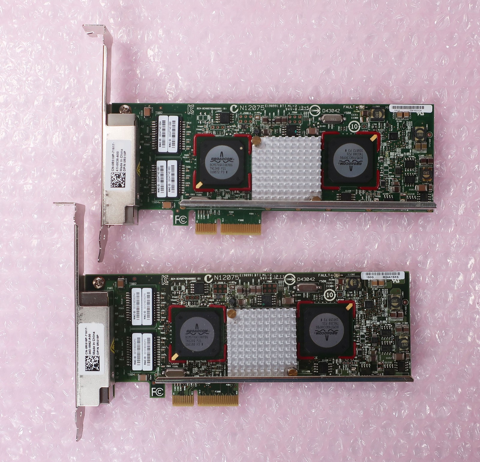2 Dell 0R519P BroadCom NetXtreme II 4-Port Gigabit PCIe x4 Network ~ 