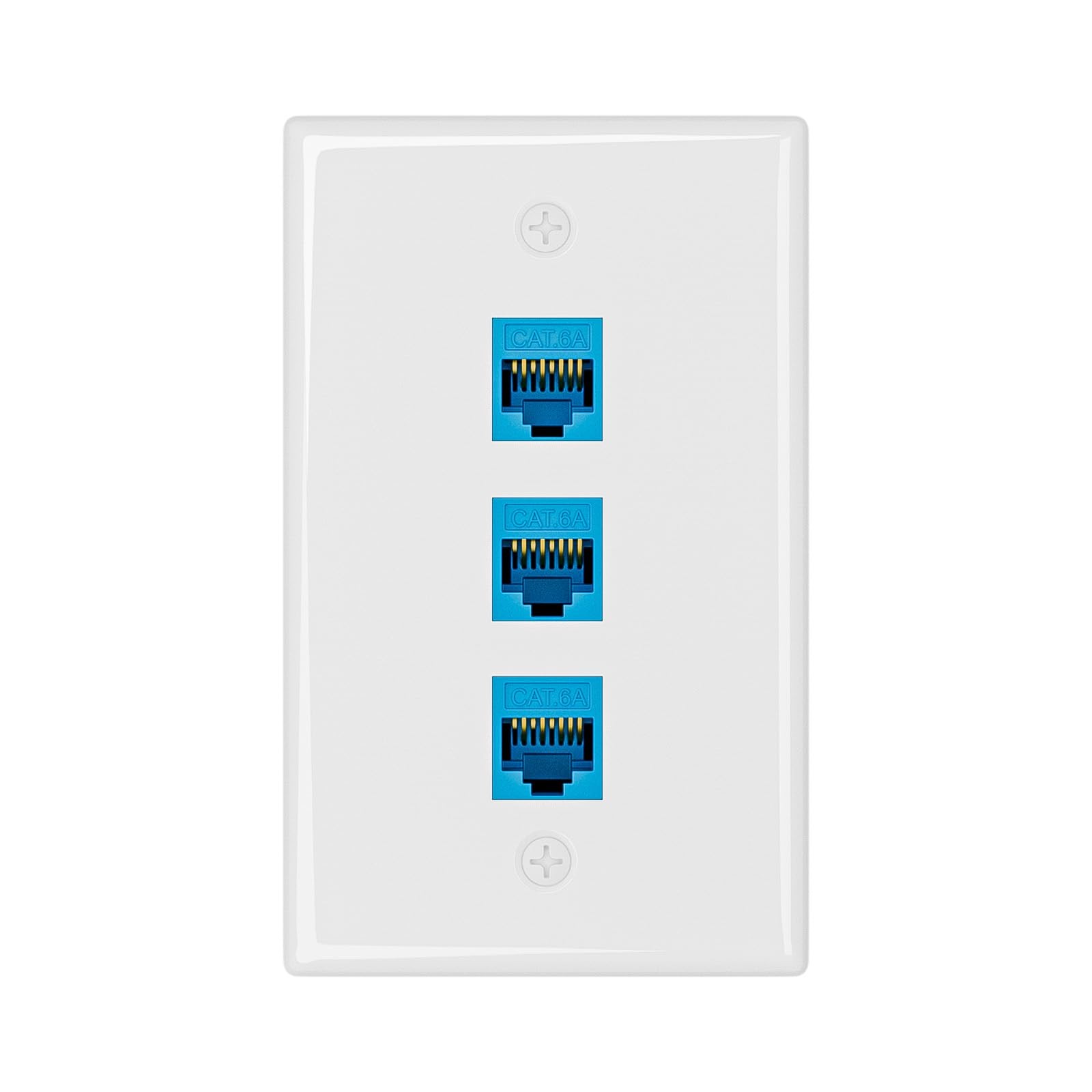 Iwillink Blue 3-Port Cat6A Ethernet Wall Plate 1-Pack