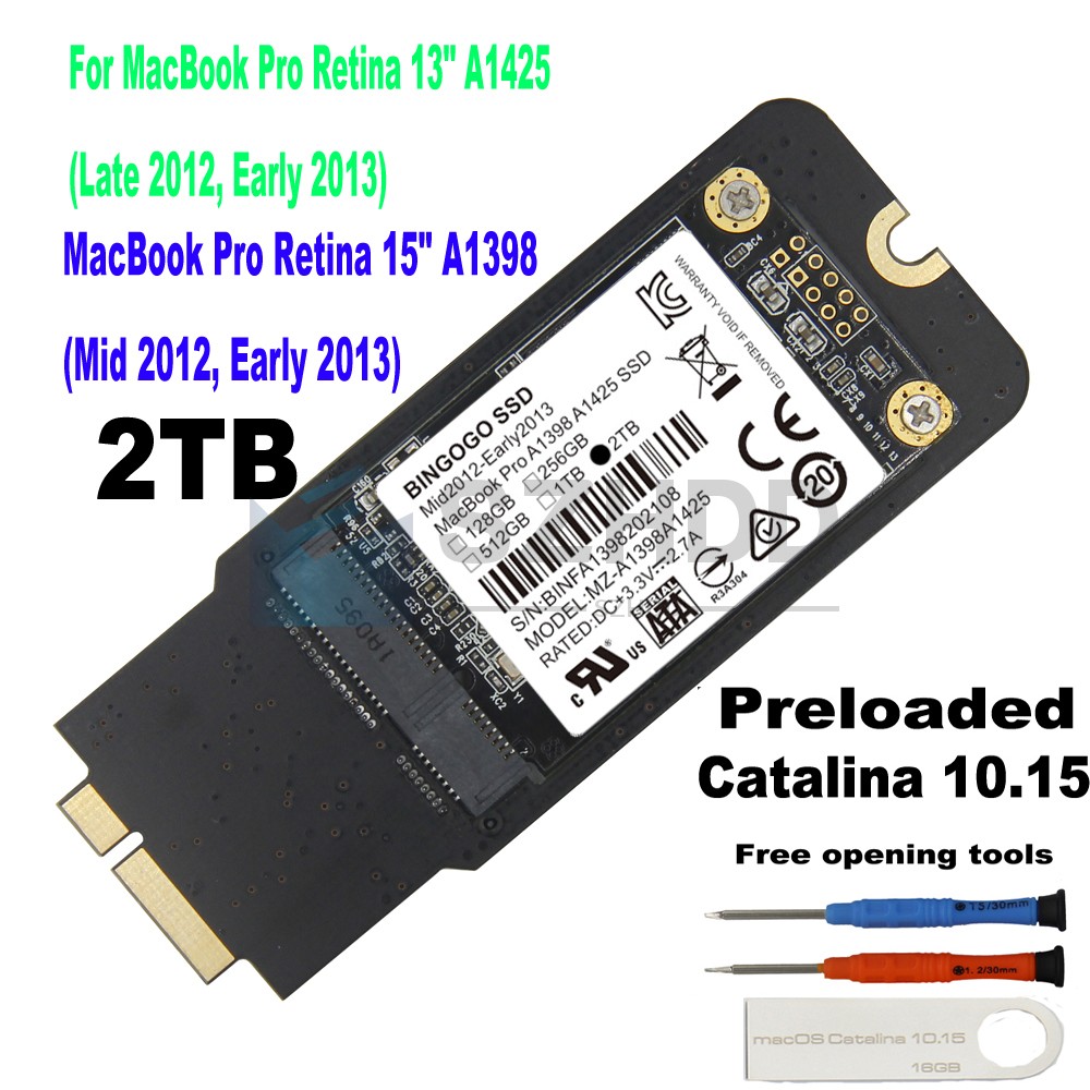 New 2TB SSD for Mid 2012 Early 2013 Apple MacBook Pro 13" 15" Ret. A1425 A1398