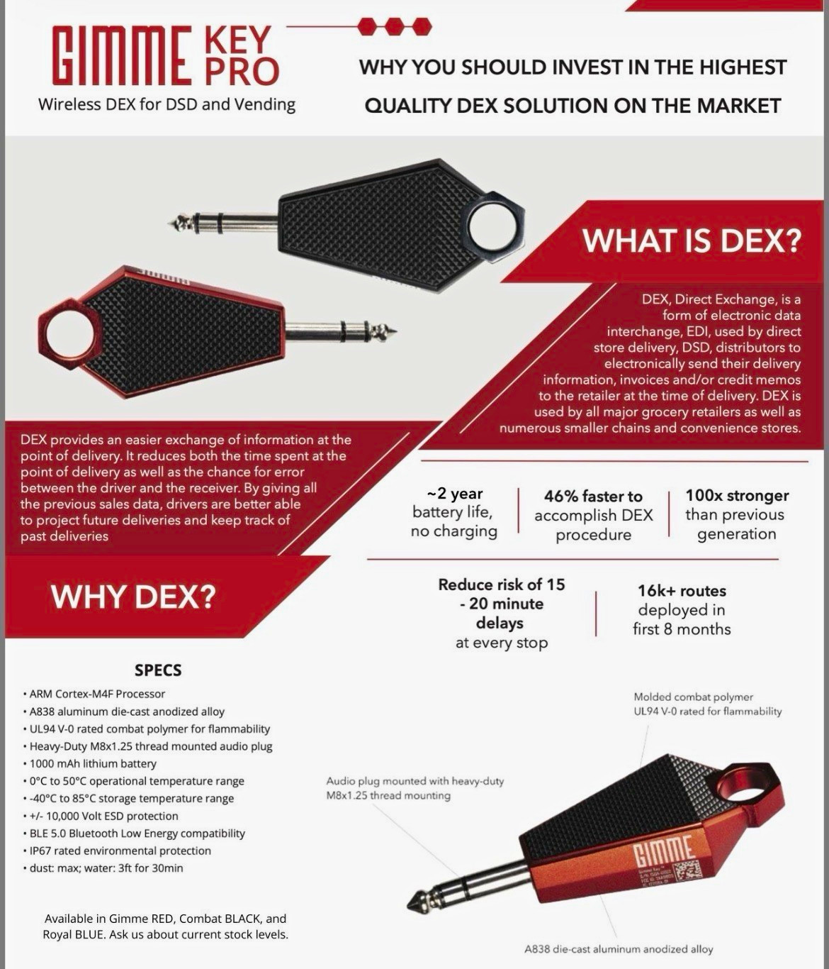 Gimme Key Pro Wireless DEX Key for DSD & Vending Machines Red