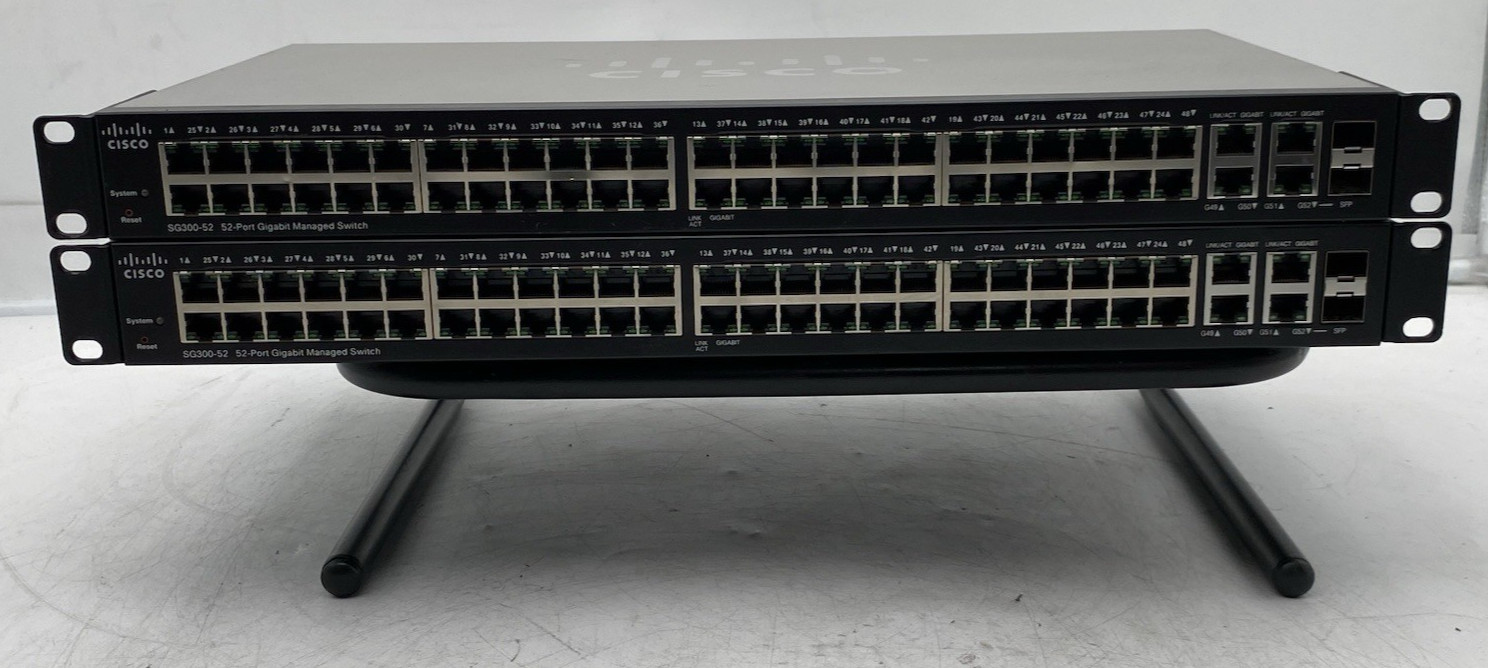 LOT OF 2 Cisco SG300-52 SRW2048-K9 V05 52-Port Gigabit PoE Managed Switch