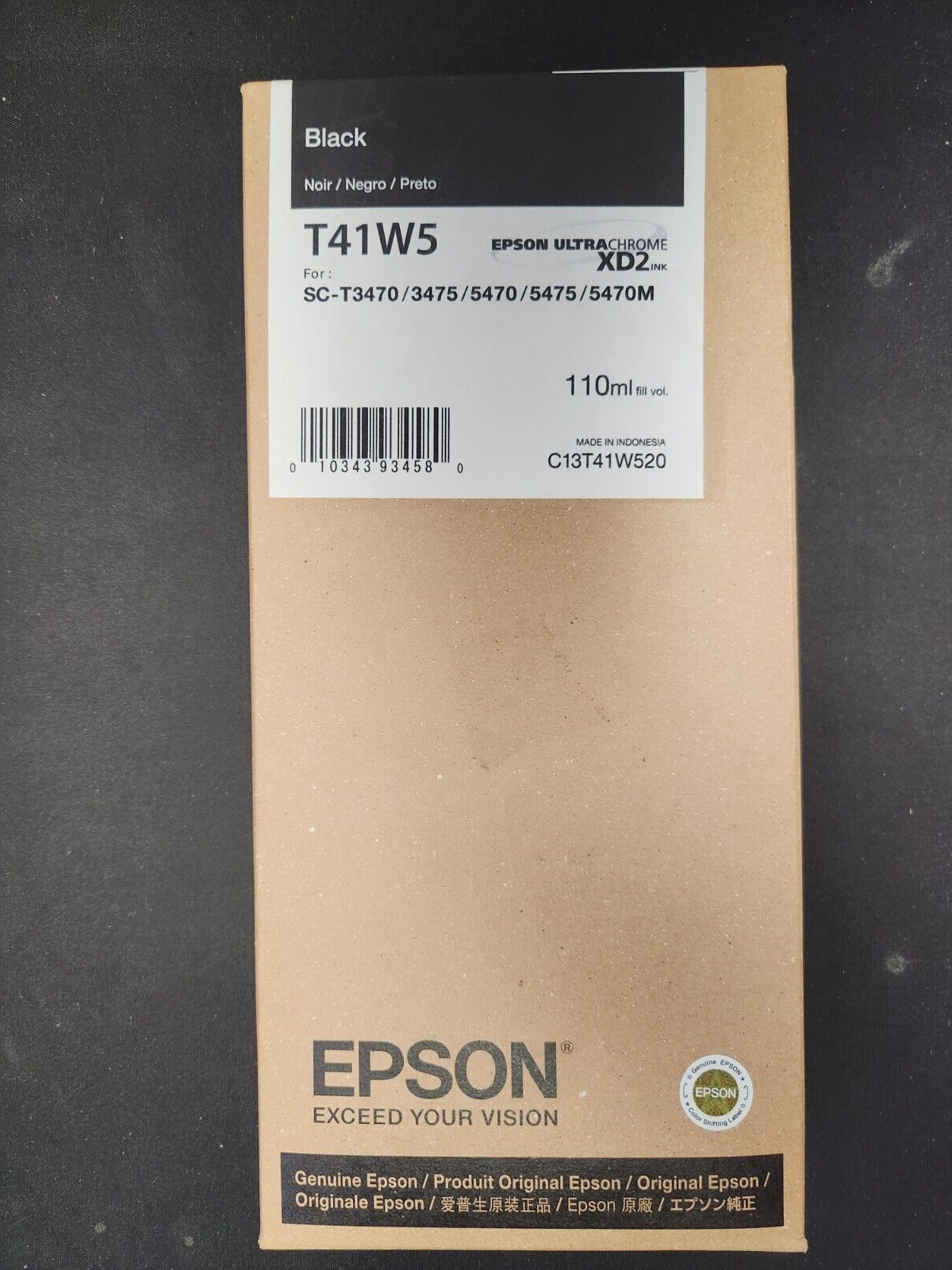 Epson UltraChrome XD2 T41W5 Black Ink Cartridge C13T41W520 Best By 08/2026