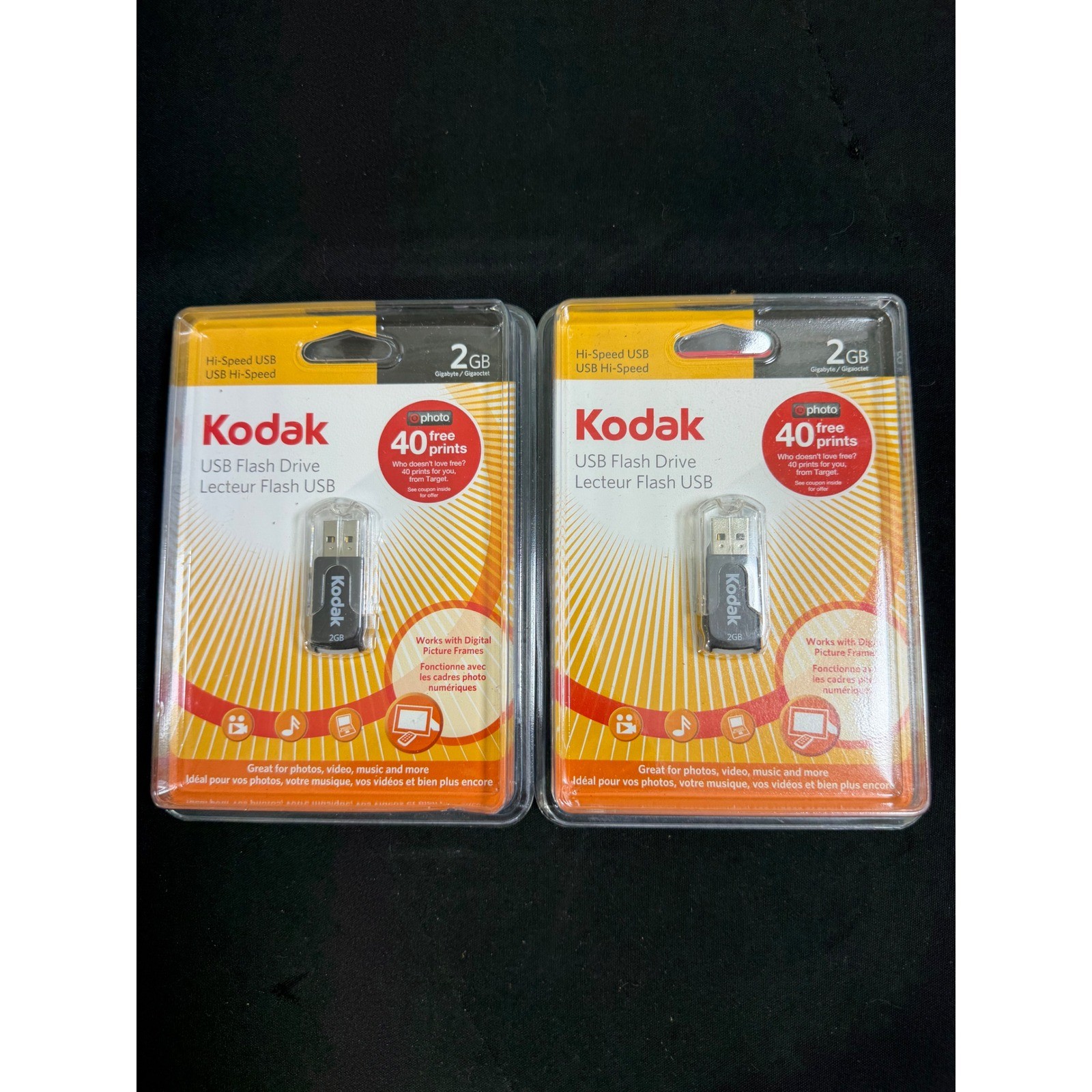 Kodak USB Flash Drive 2GB Black NEW 2-Pack Hi-Speed Portable Storage Drive