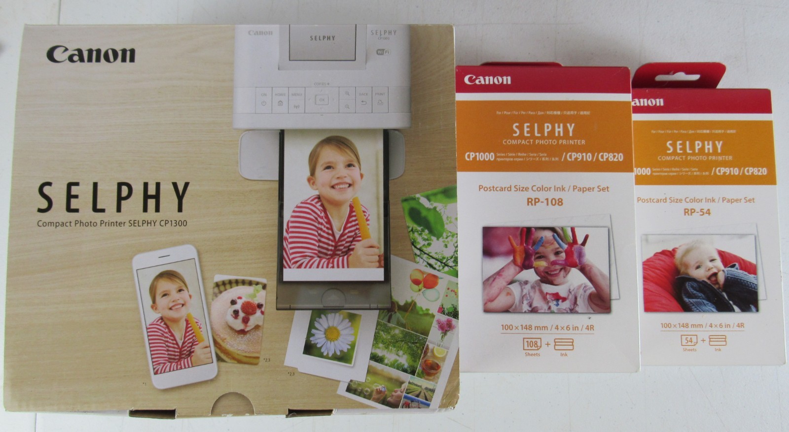 Canon Selphy Conpact Photo Wireless Printer CP1300 & 2 Paper Sets New GRV3