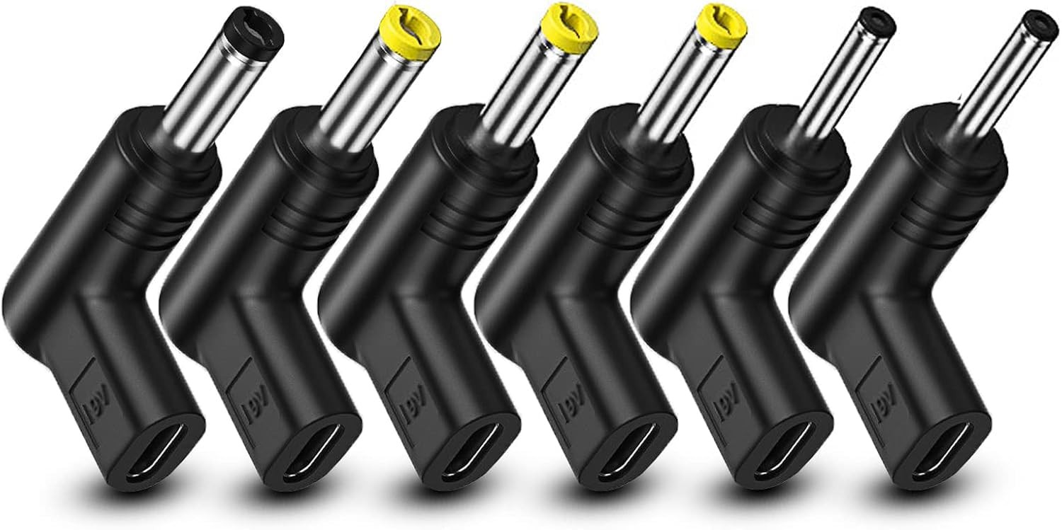 6 PCS 19V USB 3.1 Type C Female to DC Male Adapter 90 Degree Angled Trigger