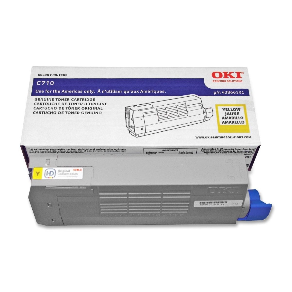 Original OKI 43866101 Yellow Toner. New Sealed Box, We Ship Fast