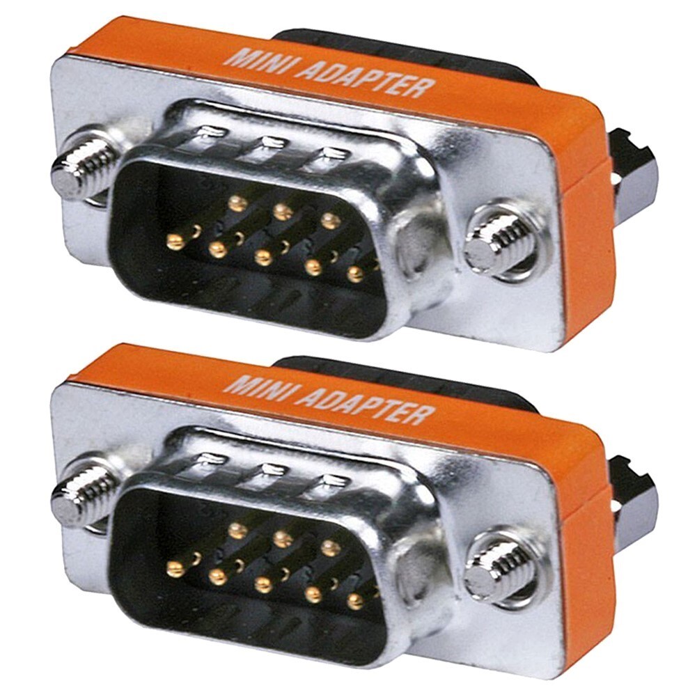 2 Pcs DB9 DB 9 RS-232 Male to Male Mini Null Modem Coupler Adapter Converter