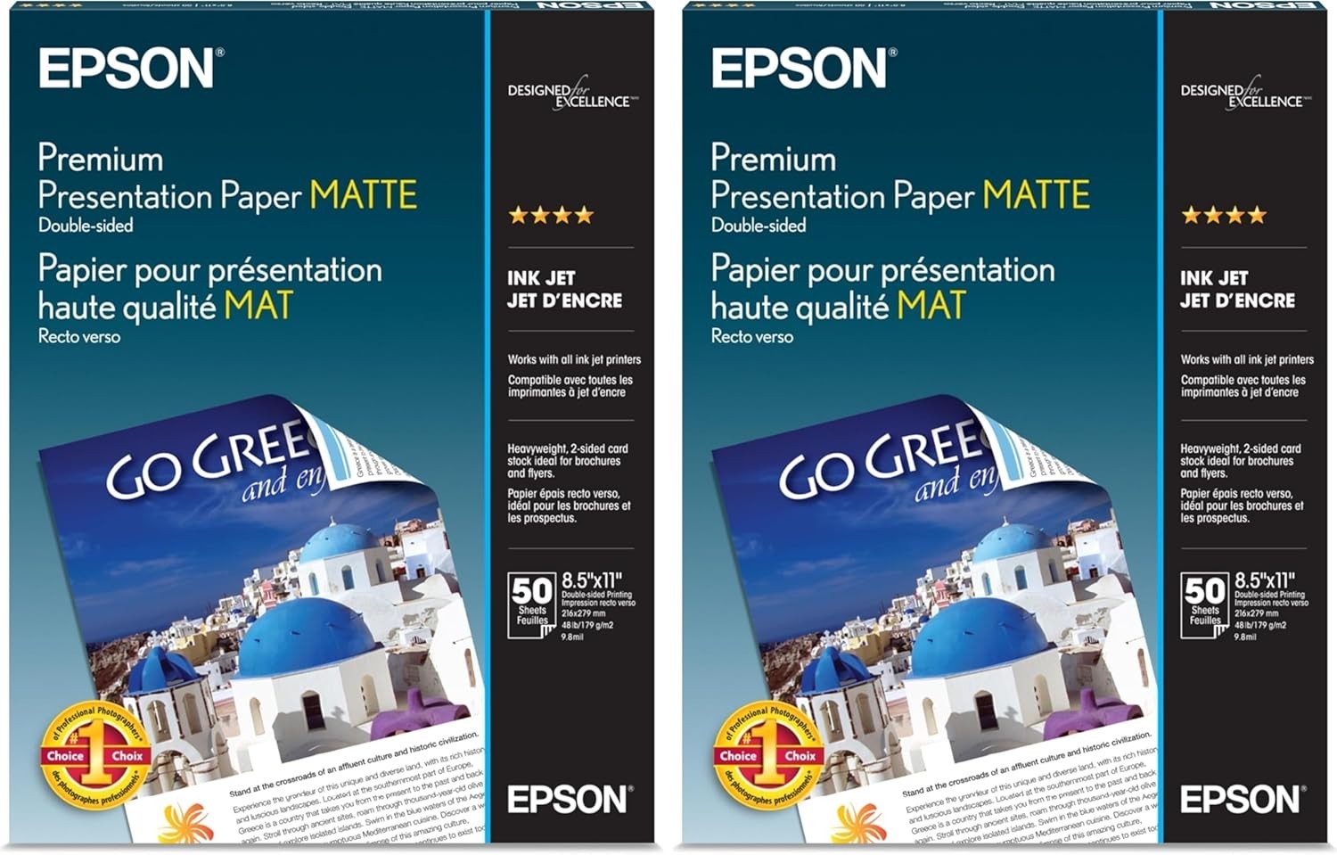Epson Premium Presentation Paper MATTE (8.5x11 Inches Double-sided 50 x 2 Sheets