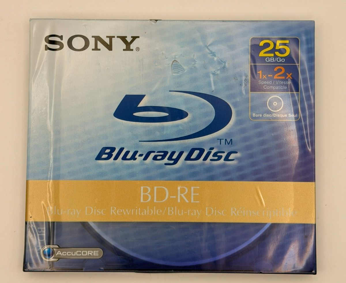 Sony BD-RE 25GB Rewritable Blu-ray Disc 1-2x AccuCORE BNE25A New Sealed